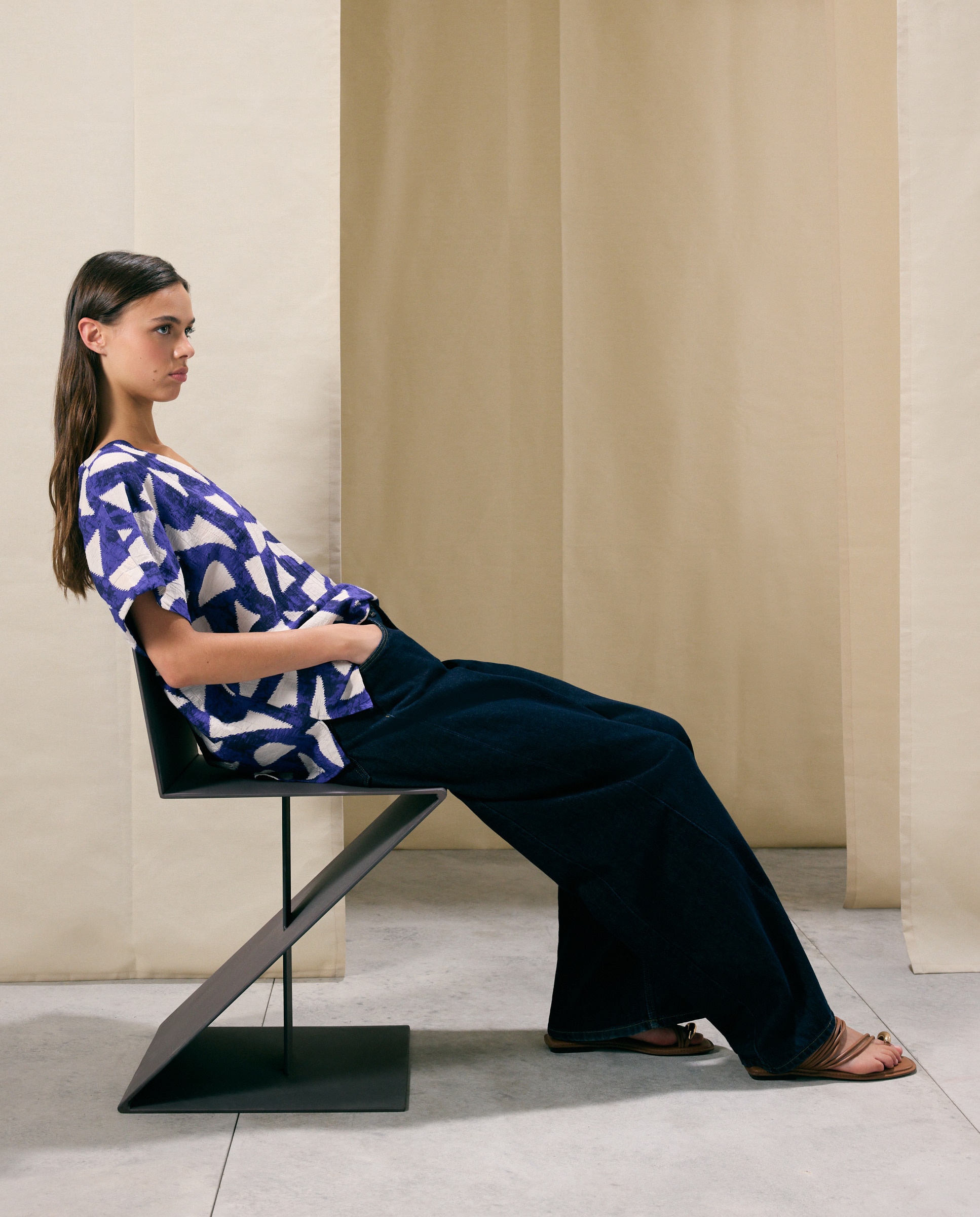Top de manga corta estampado de mujer - Woman El Corte Inglés - Azul Azul-1