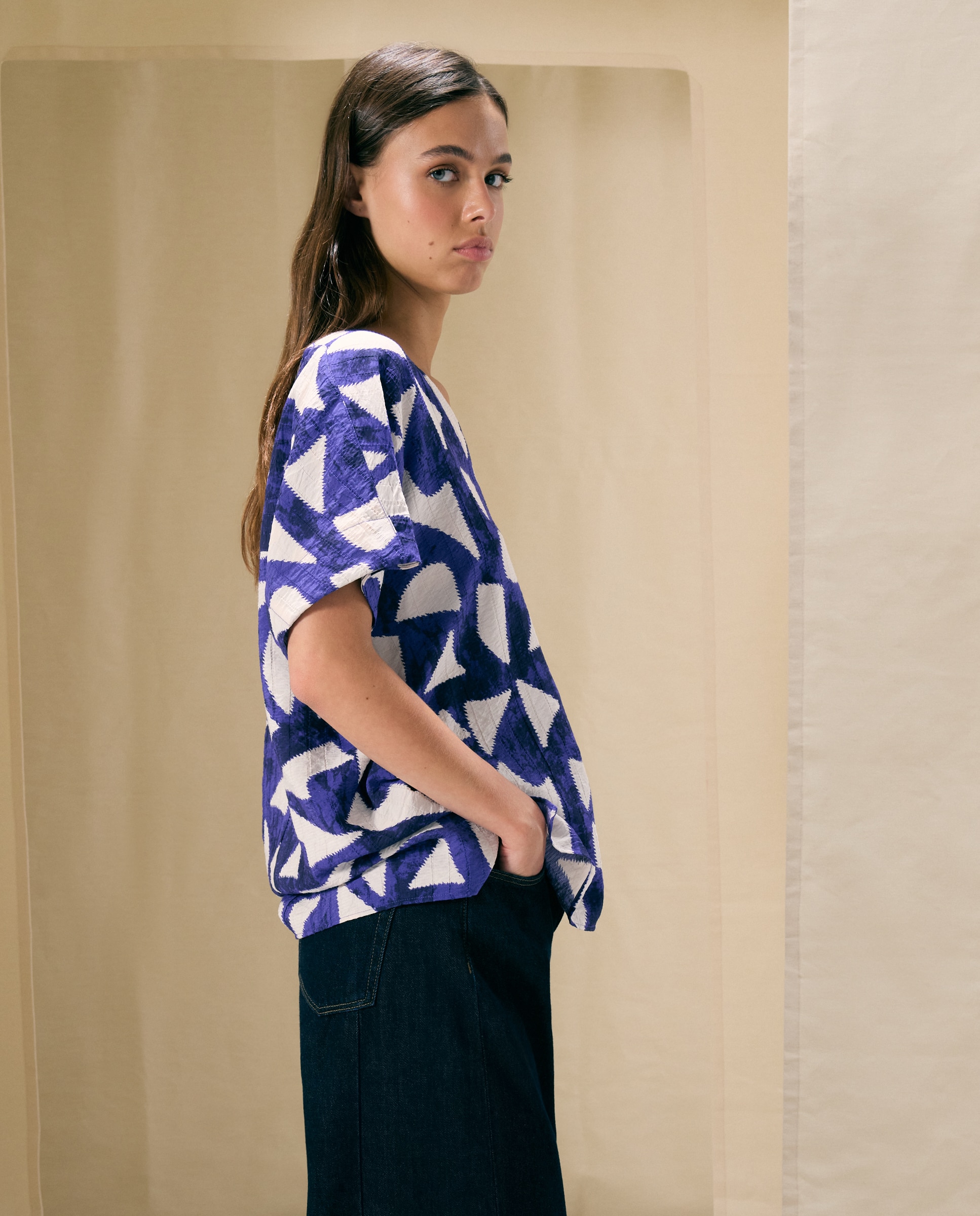 Top de manga corta estampado de mujer - Woman El Corte Inglés - Azul Azul-2