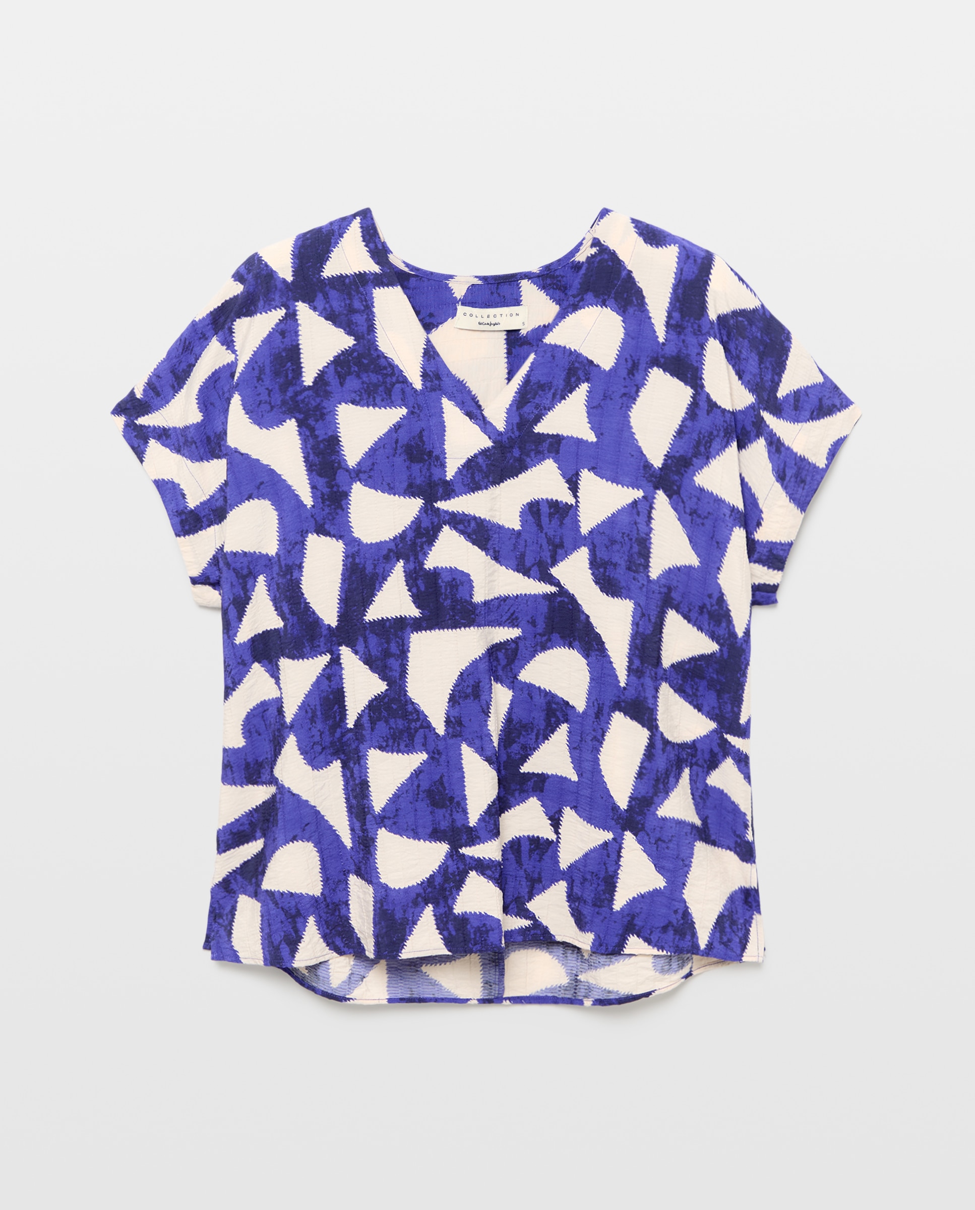Top de manga corta estampado de mujer - Woman El Corte Inglés - Azul Azul-5