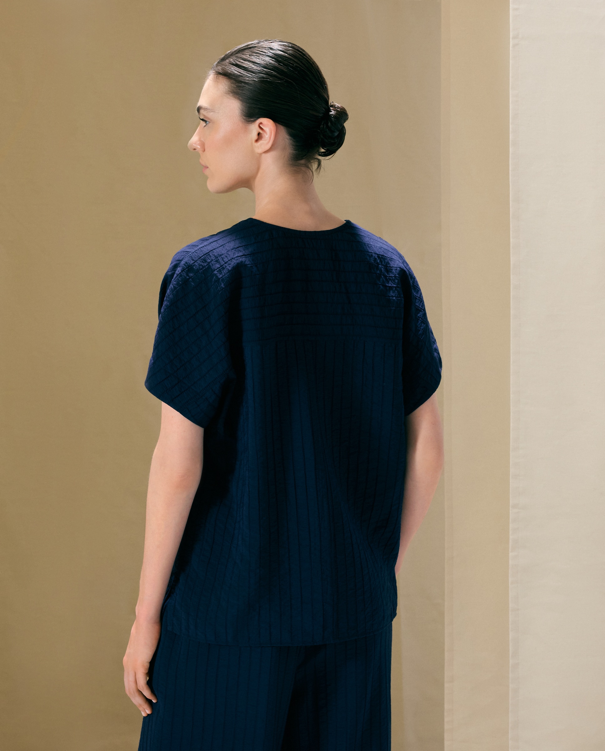 Top de manga corta estampado de mujer - Woman El Corte Inglés - Azul marino Azul marino-3
