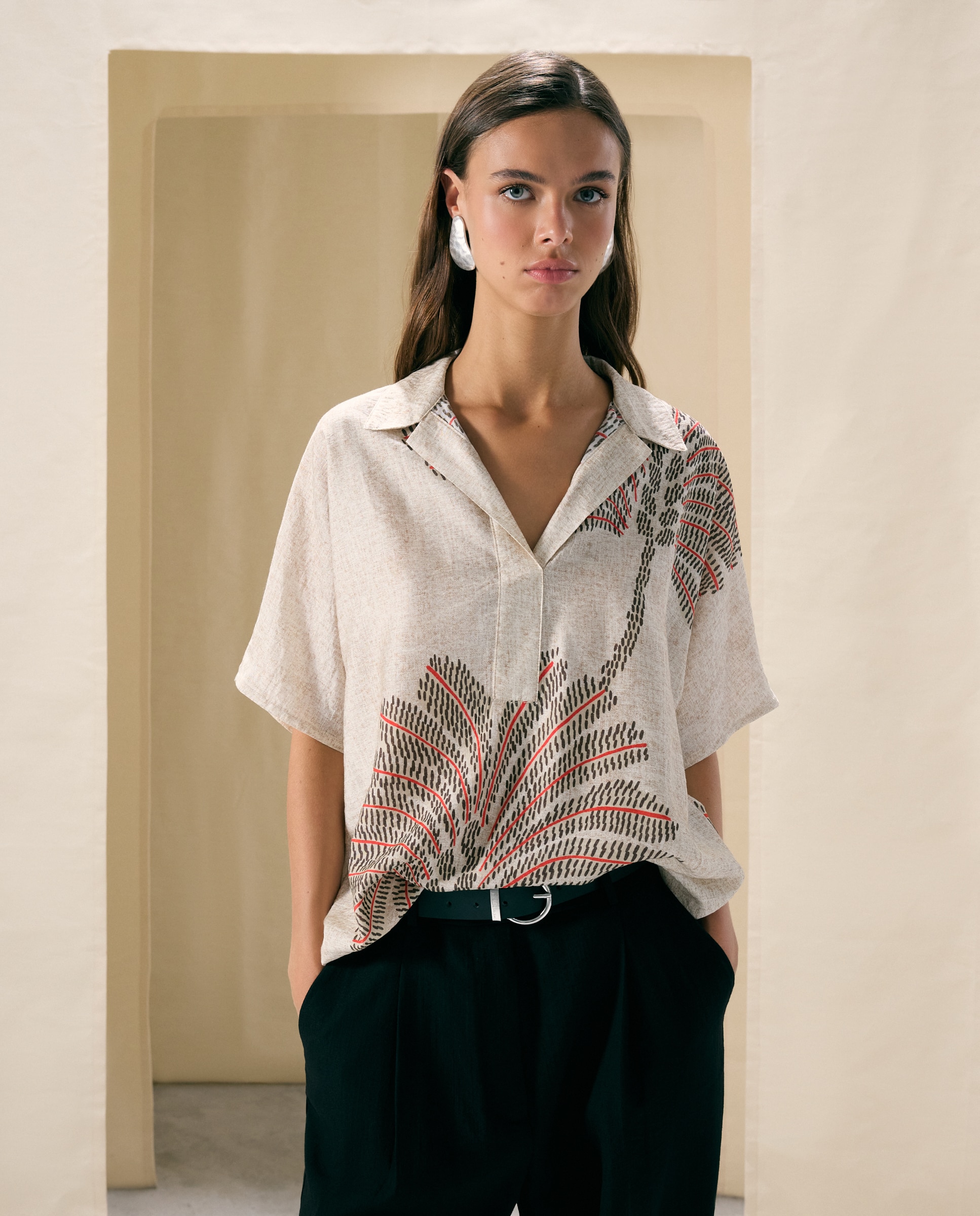Blusa de manga corta estampada de mujer - Woman El Corte Inglés - Blanco Blanco-2