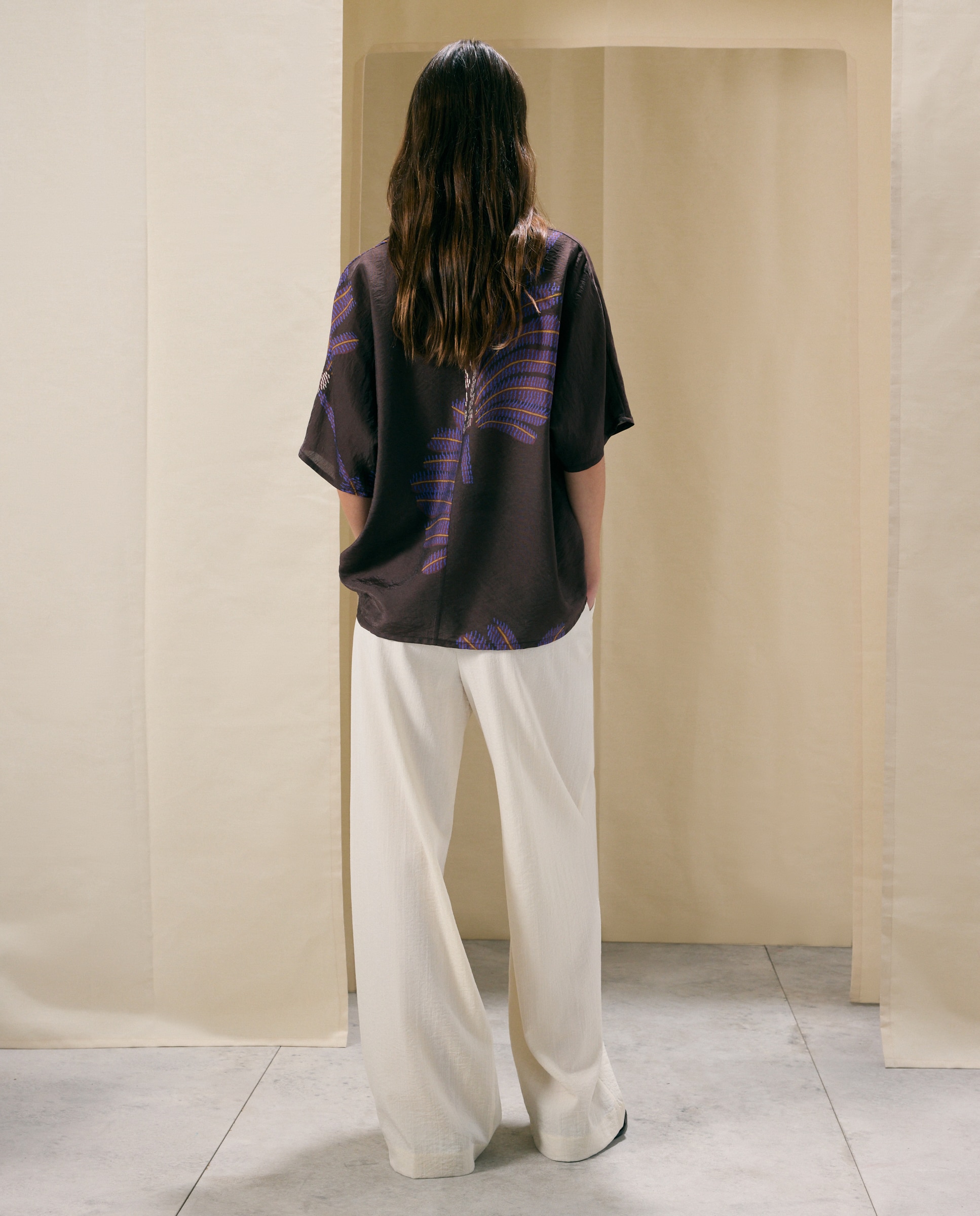 Blusa de manga corta estampada de mujer - Woman El Corte Inglés - Marrón Marrón-3