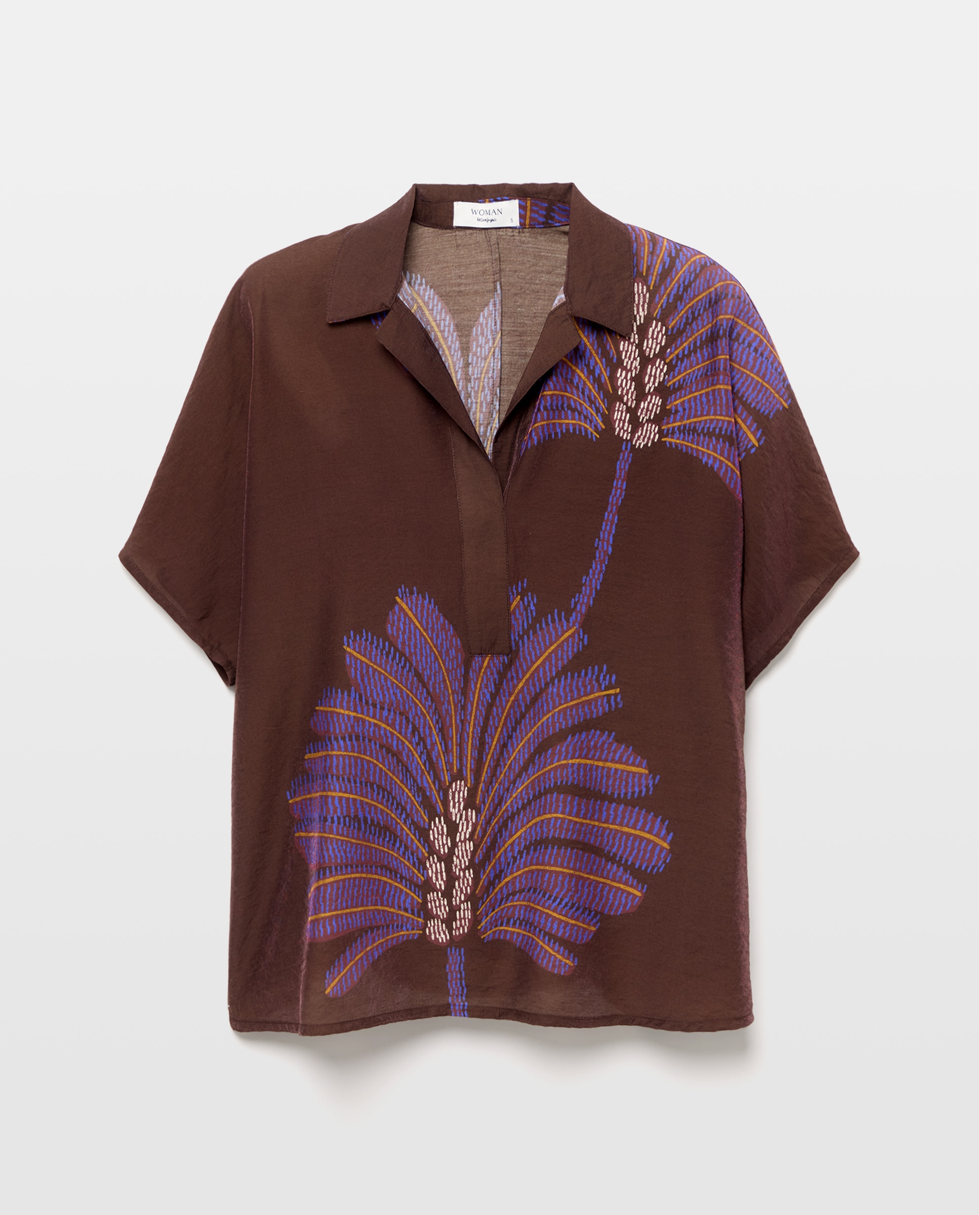 Blusa de manga corta estampada de mujer - Woman El Corte Inglés - Marrón Marrón-4