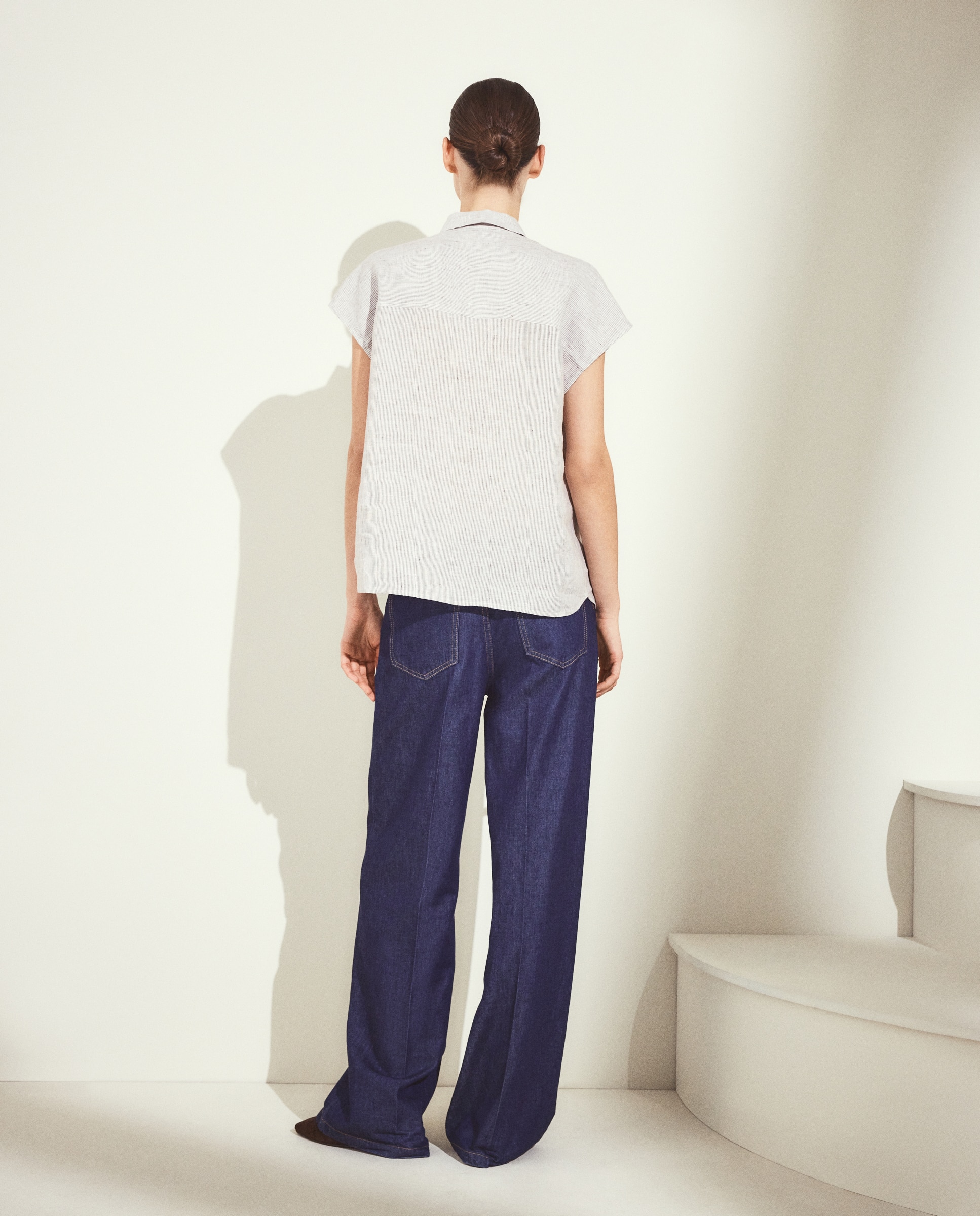 Blusa manga corta de mujer en lino - Woman El Corte Inglés - Marrón Marrón-3