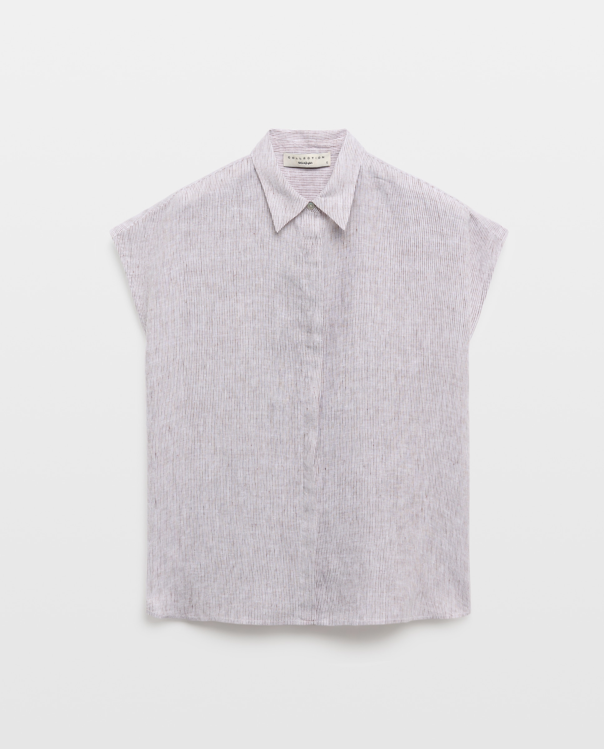 Blusa manga corta de mujer en lino - Woman El Corte Inglés - Marrón Marrón-5