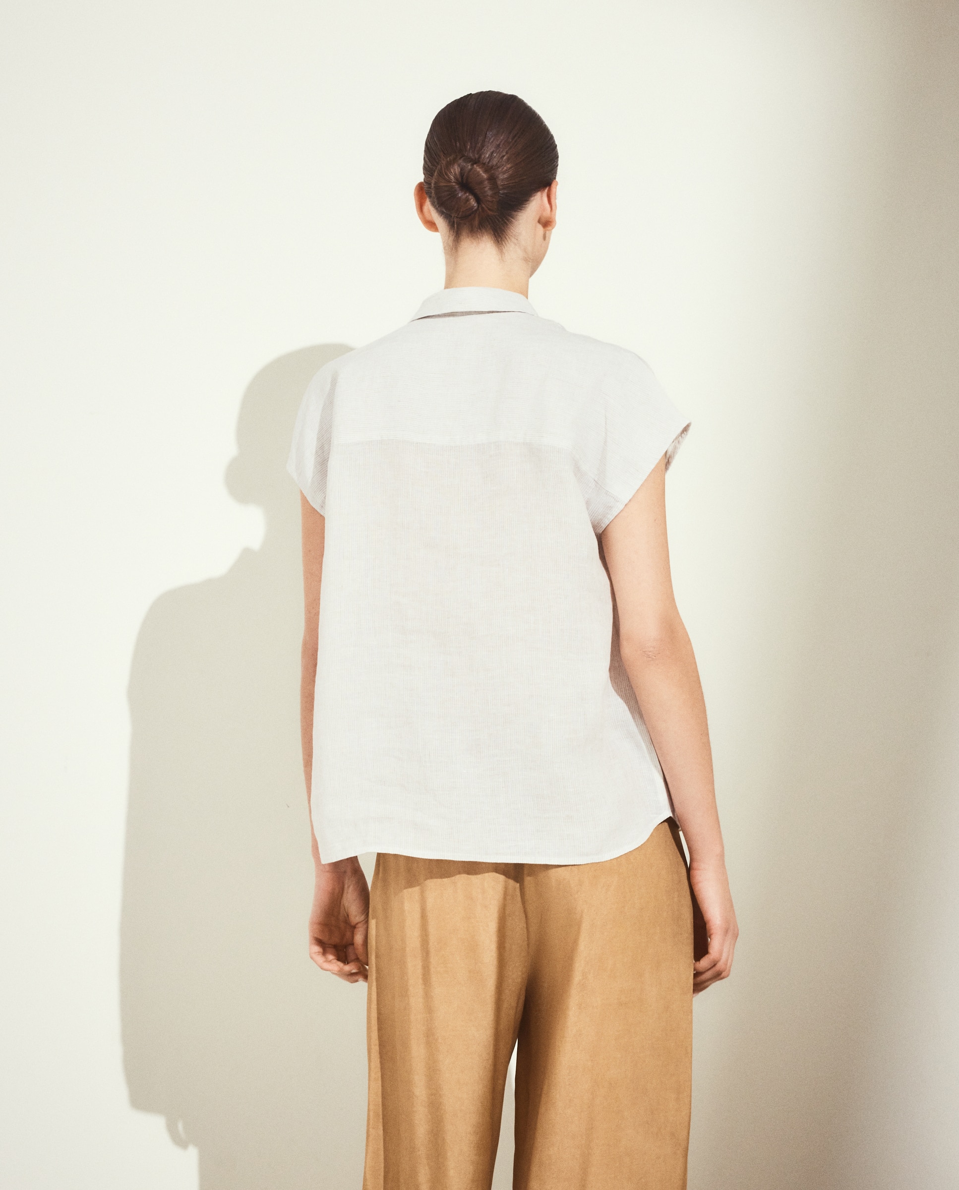 Blusa manga corta de mujer en lino - Woman El Corte Inglés - Blanco Blanco-4