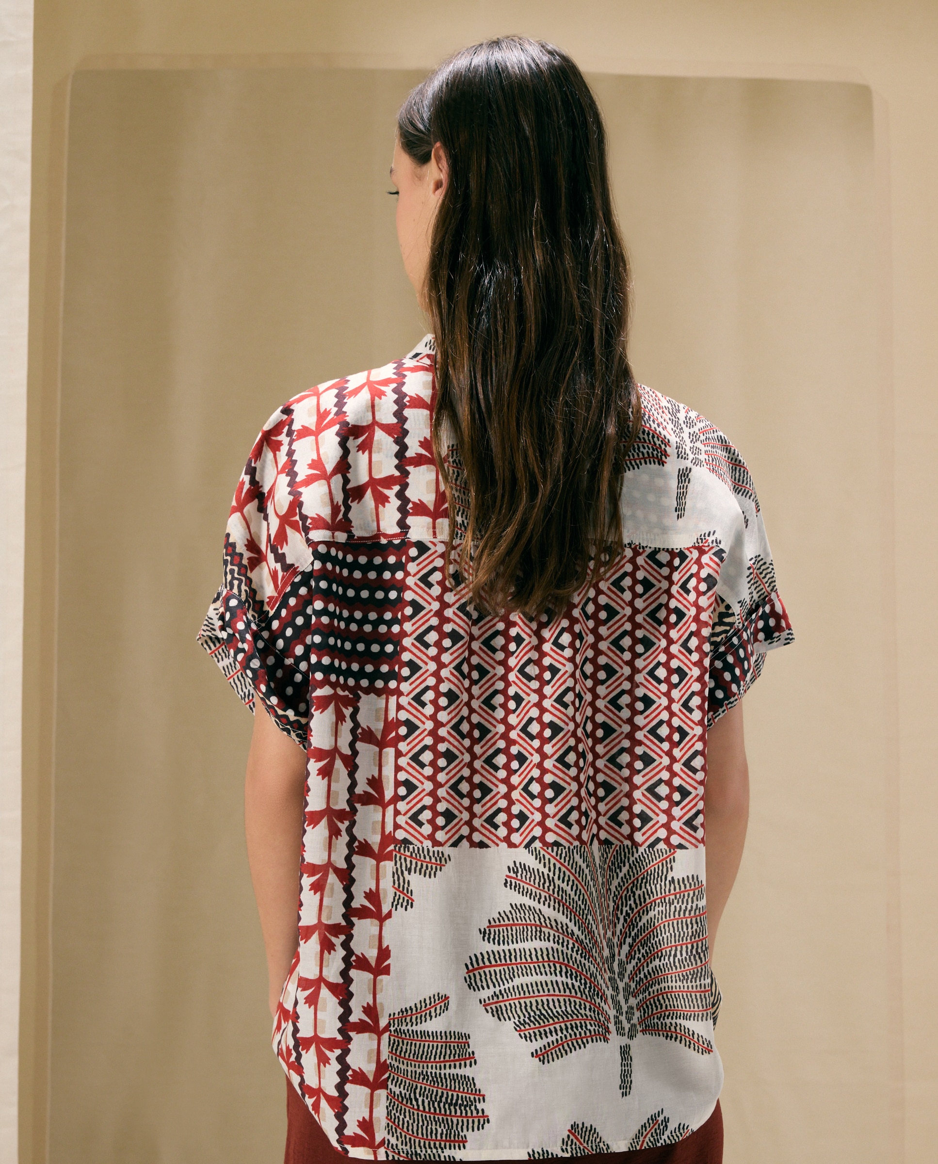 Blusa Voile com All Over Print Branco-3
