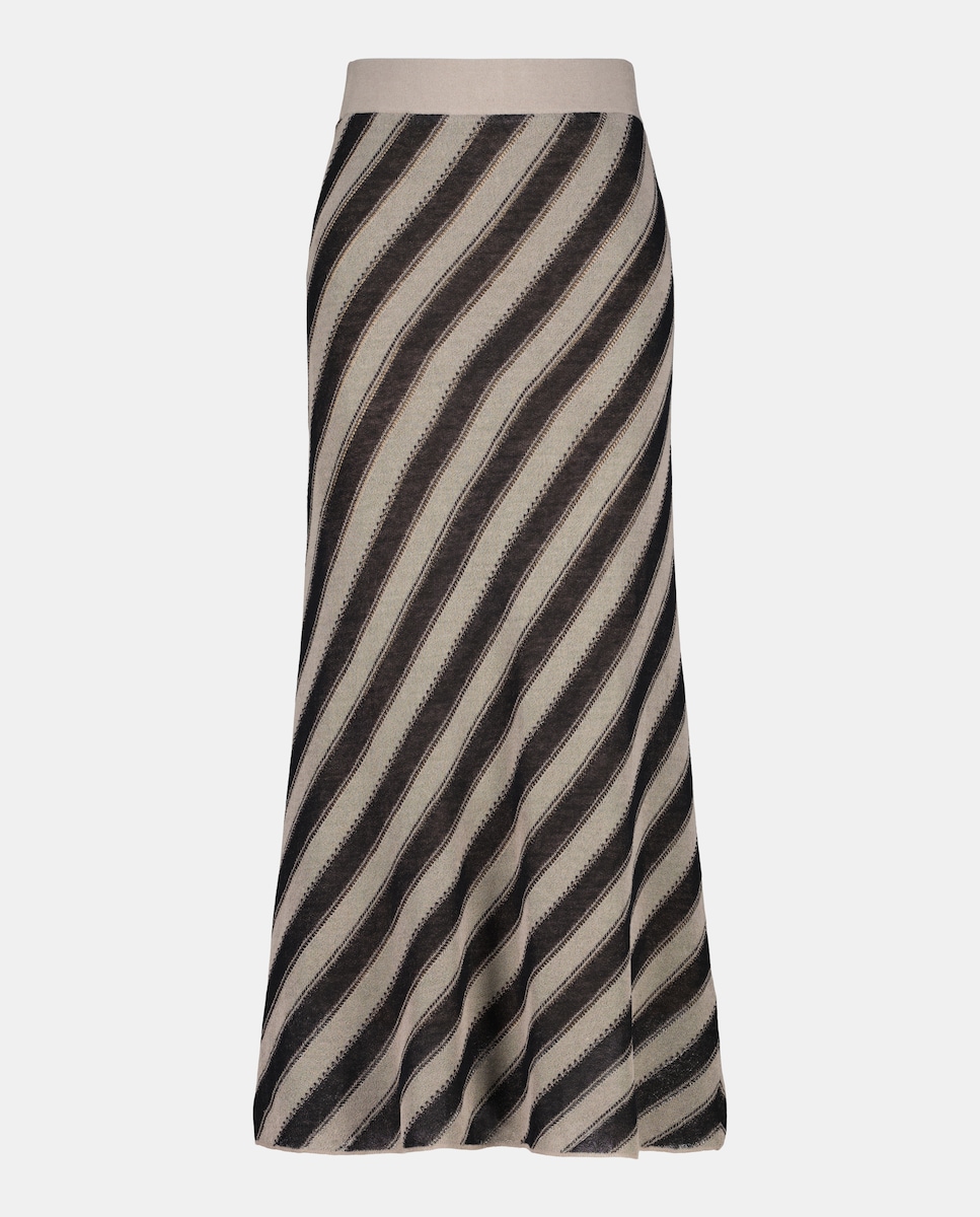 Saia midi de malha Castanho-4