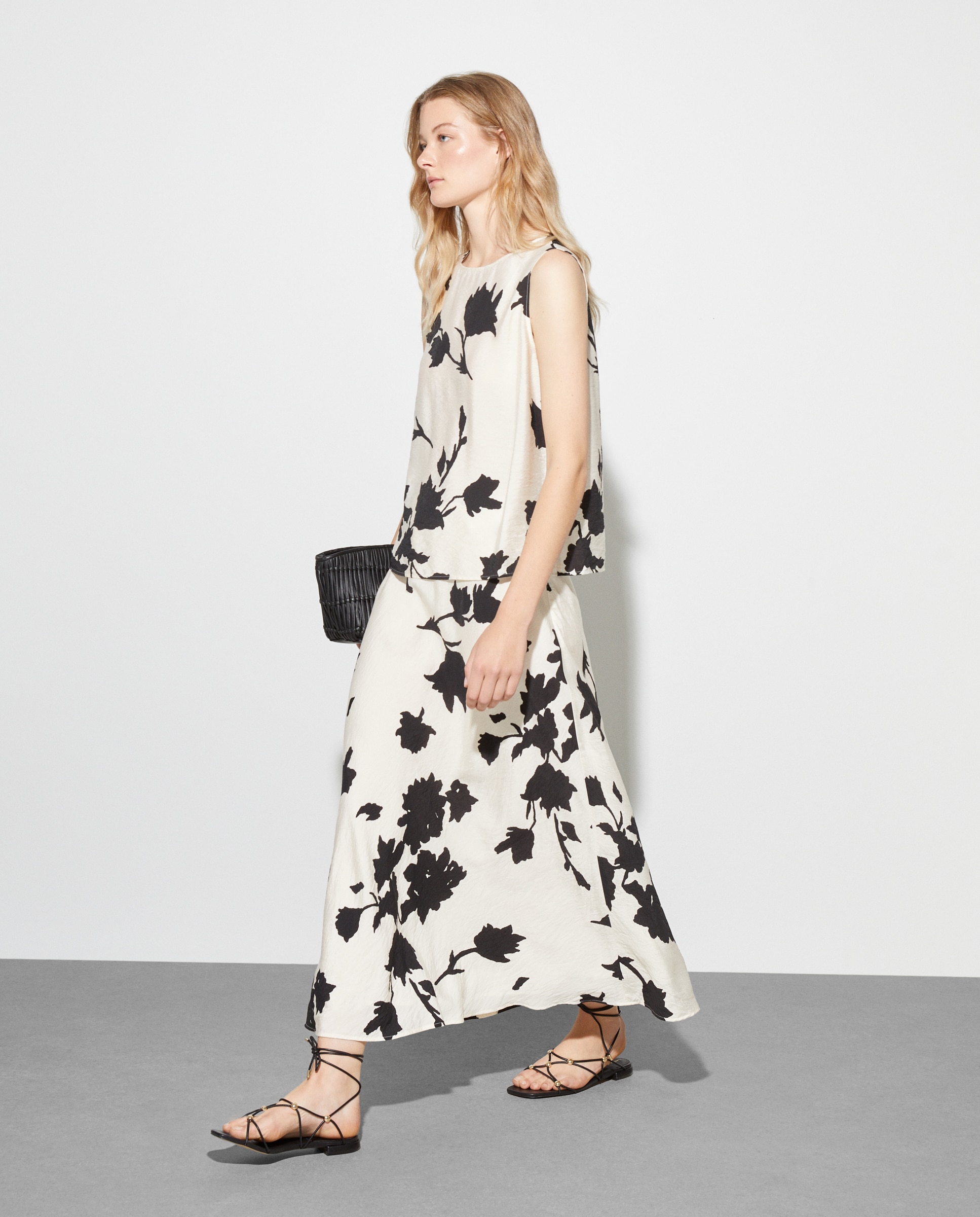 Saia Comprida Estampada Branco-1