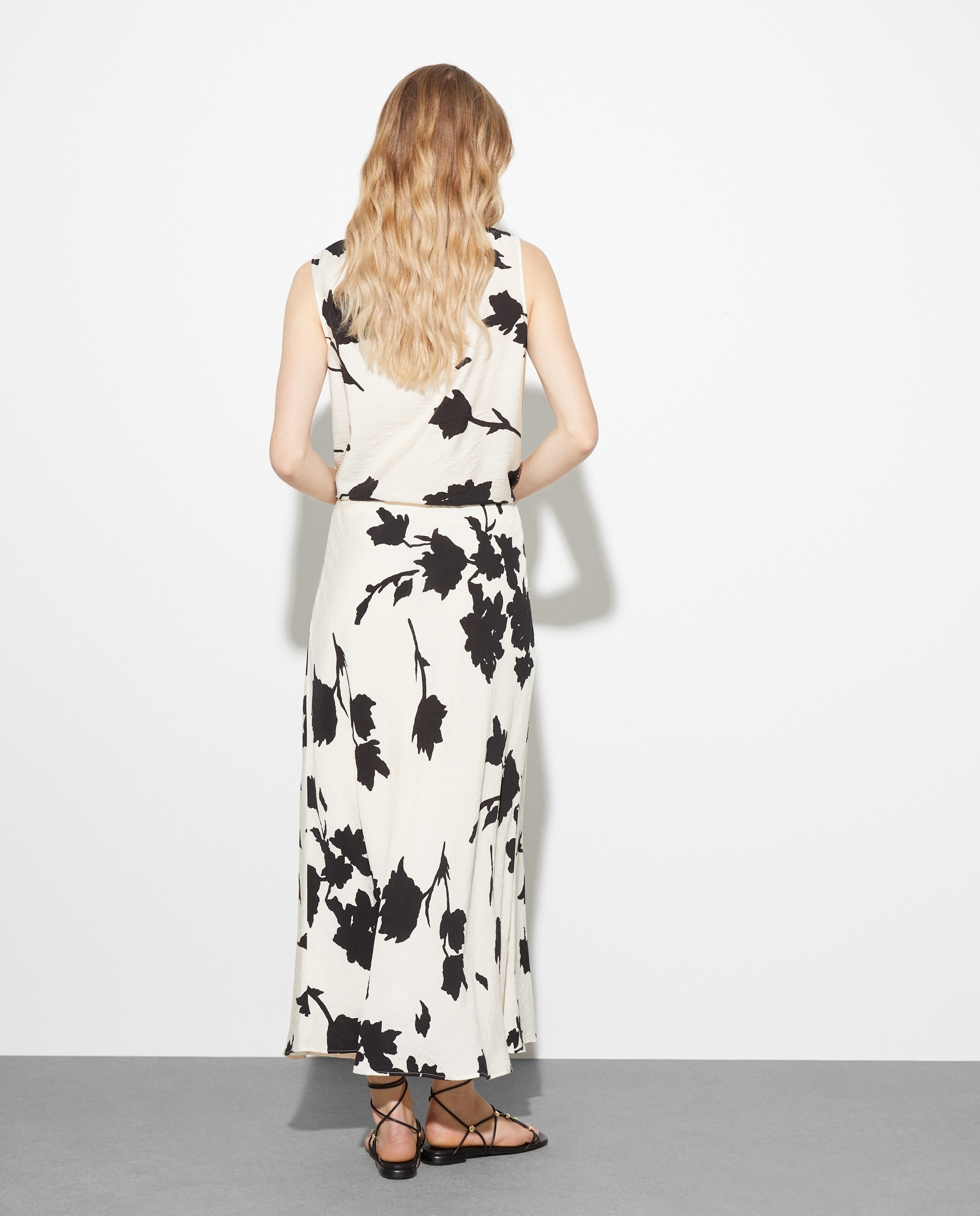 Saia Comprida Estampada Branco-3