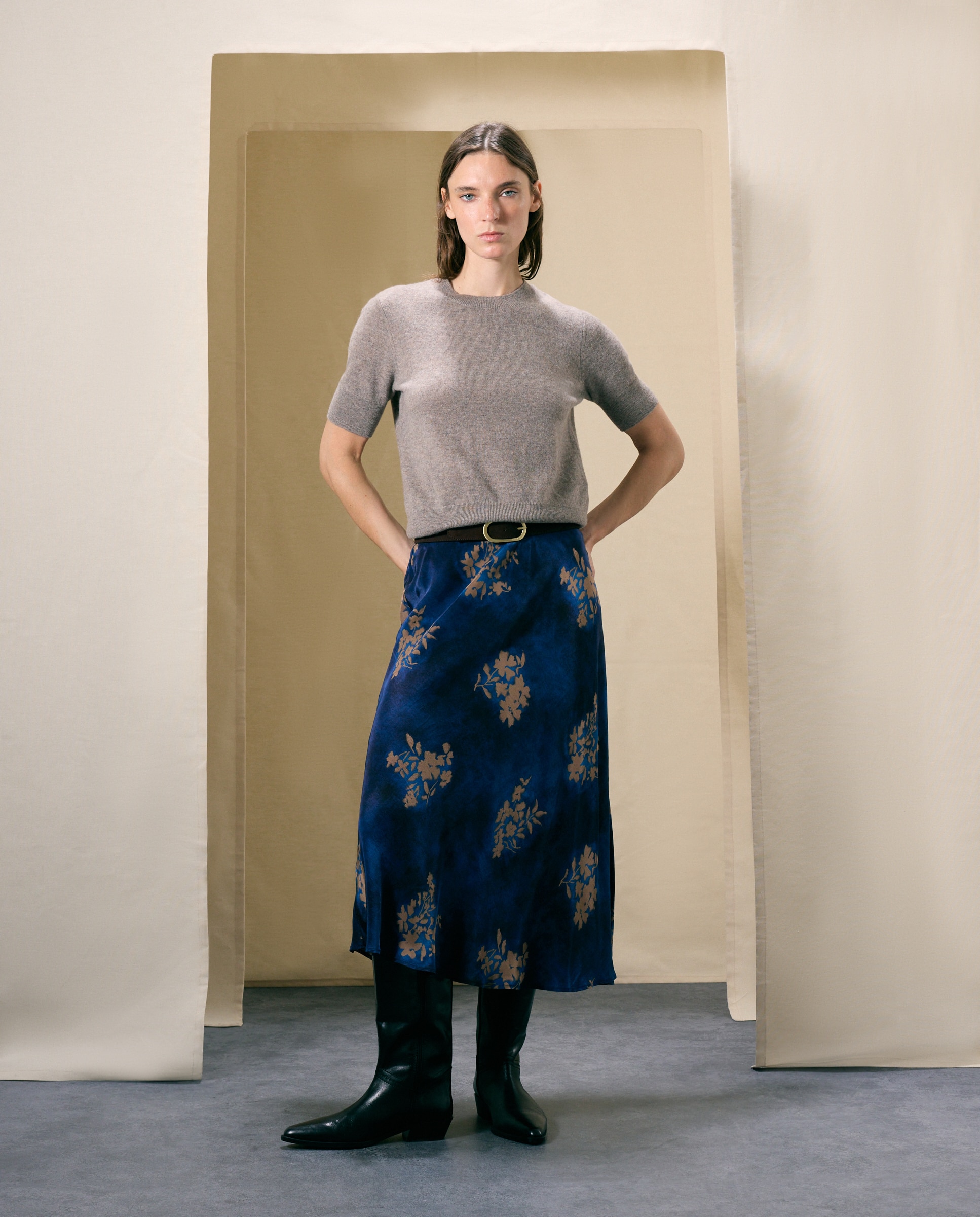 Falda larga estampada de mujer - Woman El Corte Inglés - Azul Azul-1