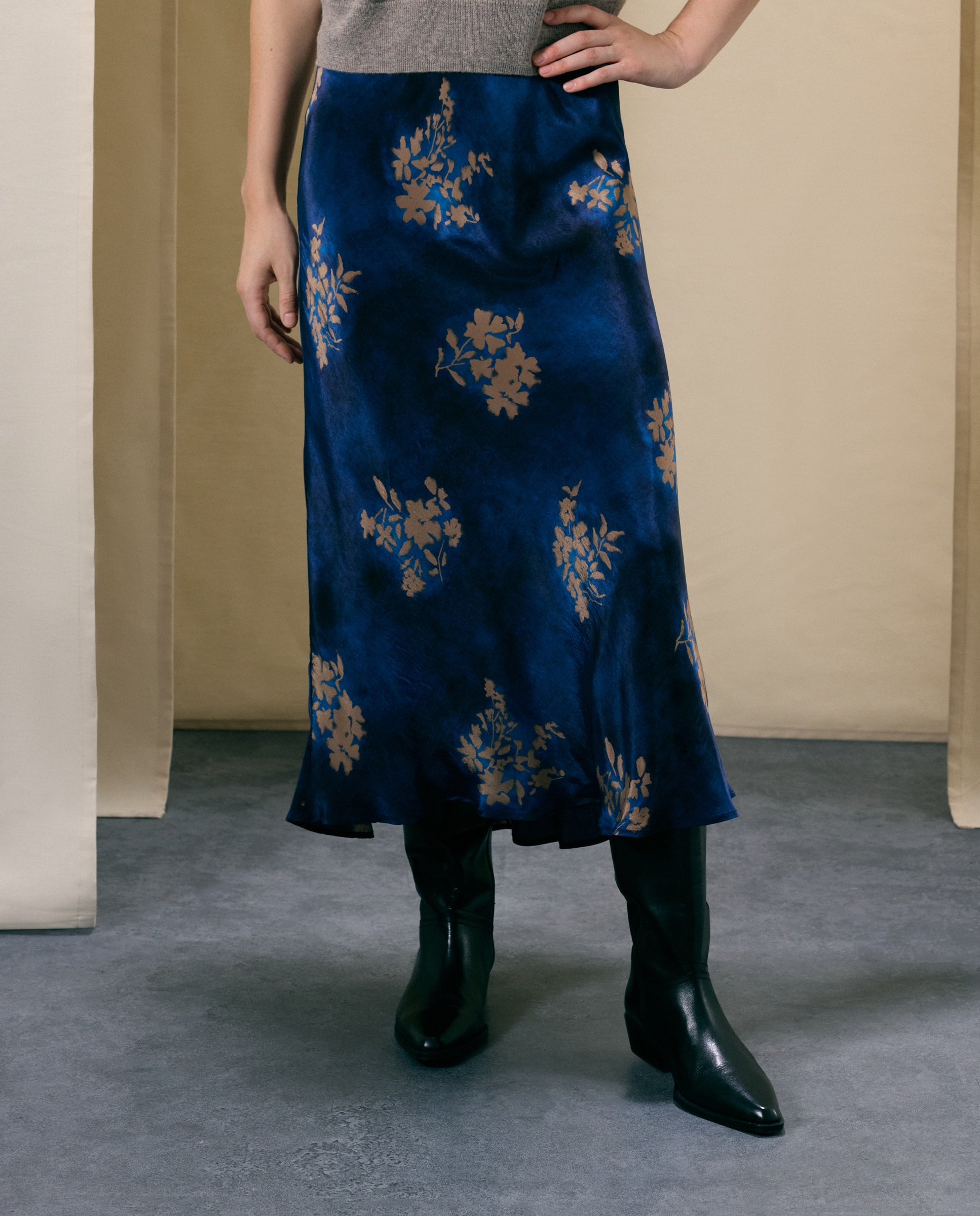 Falda larga estampada de mujer - Woman El Corte Inglés - Azul Azul-2
