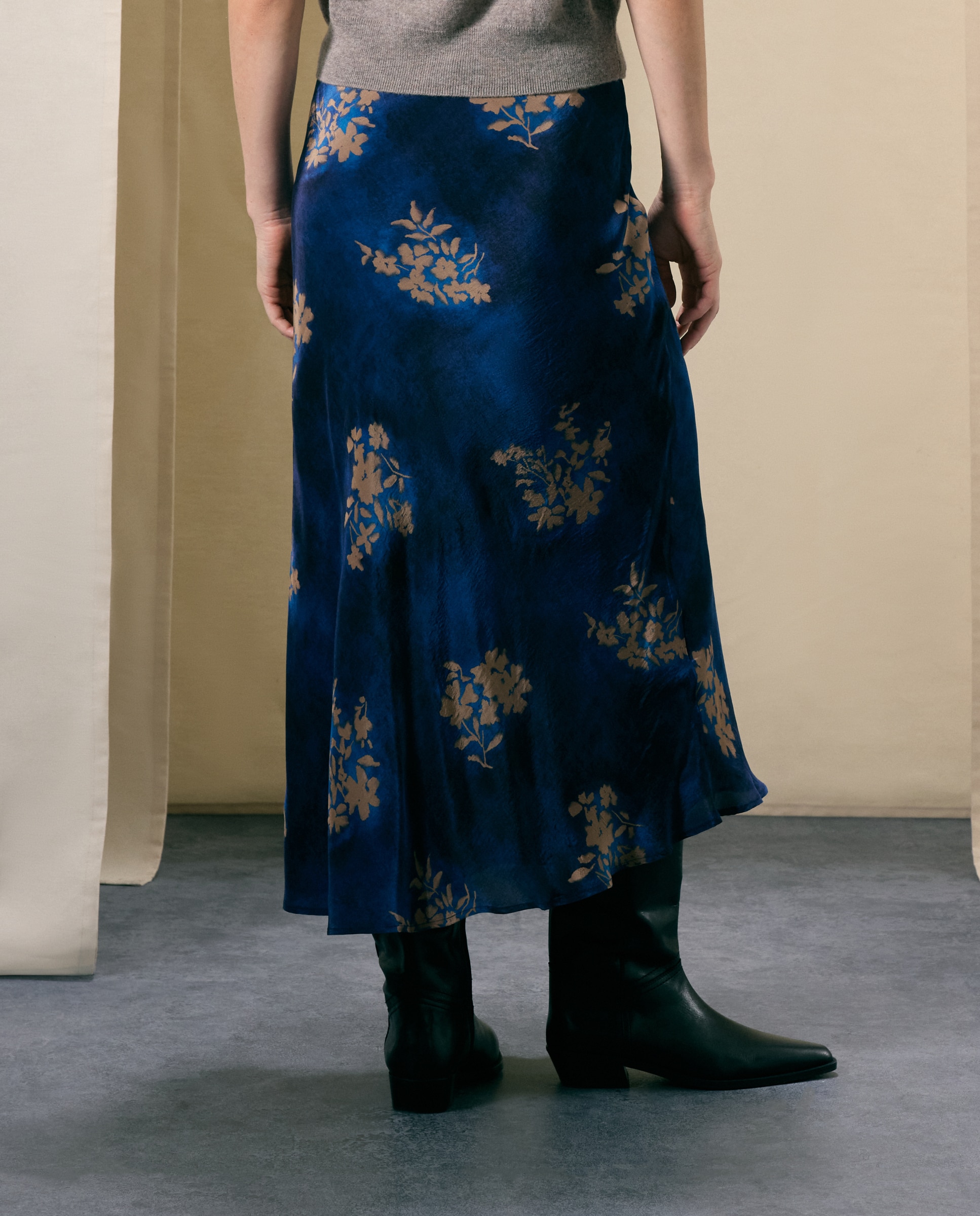 Falda larga estampada de mujer - Woman El Corte Inglés - Azul Azul-3