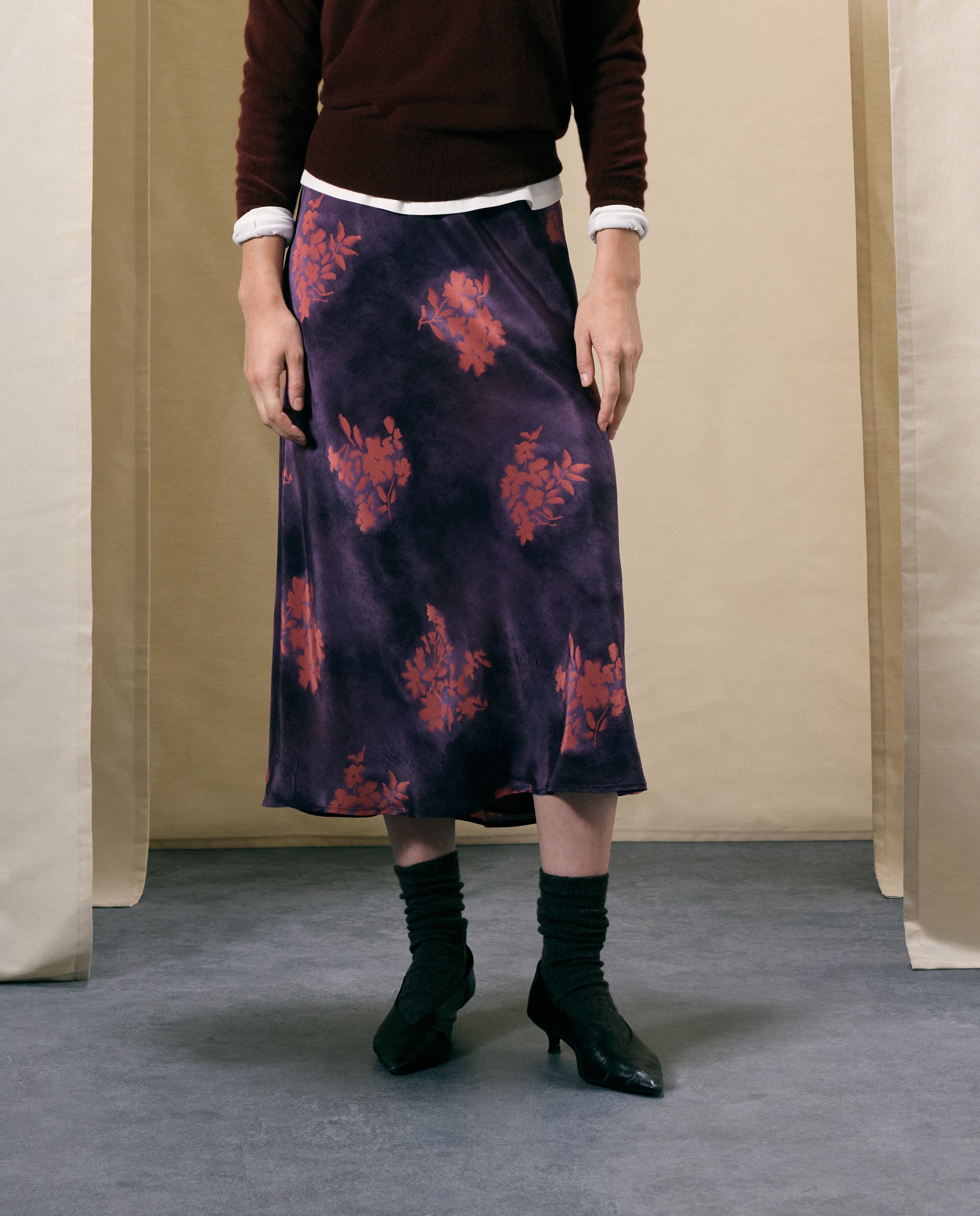 Falda larga estampada de mujer - Woman El Corte Inglés - Morado Morado-2