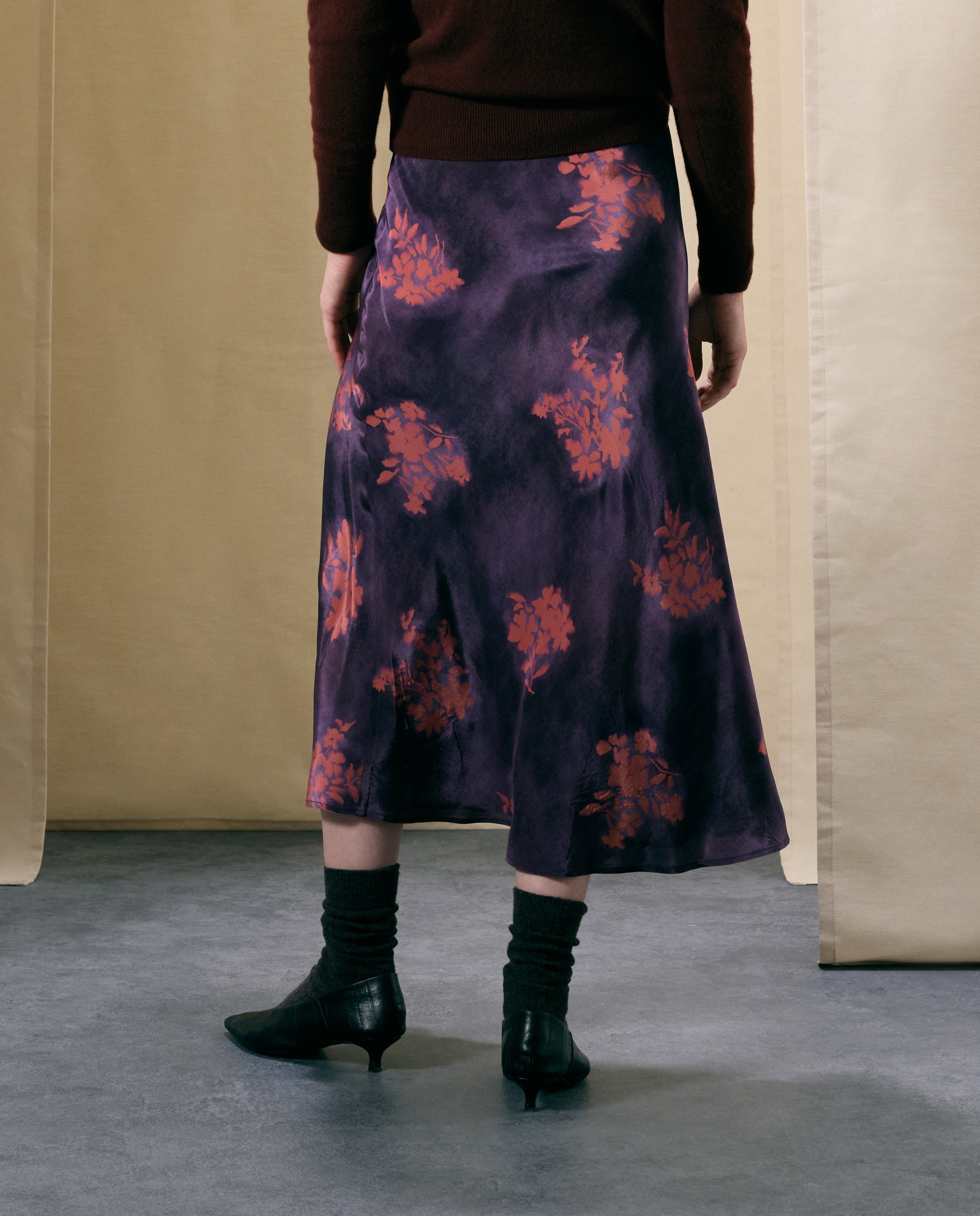 Falda larga estampada de mujer - Woman El Corte Inglés - Morado Morado-3