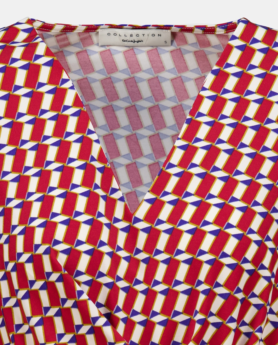 Camisola de Manga Comprida Estampada Vermelho-5