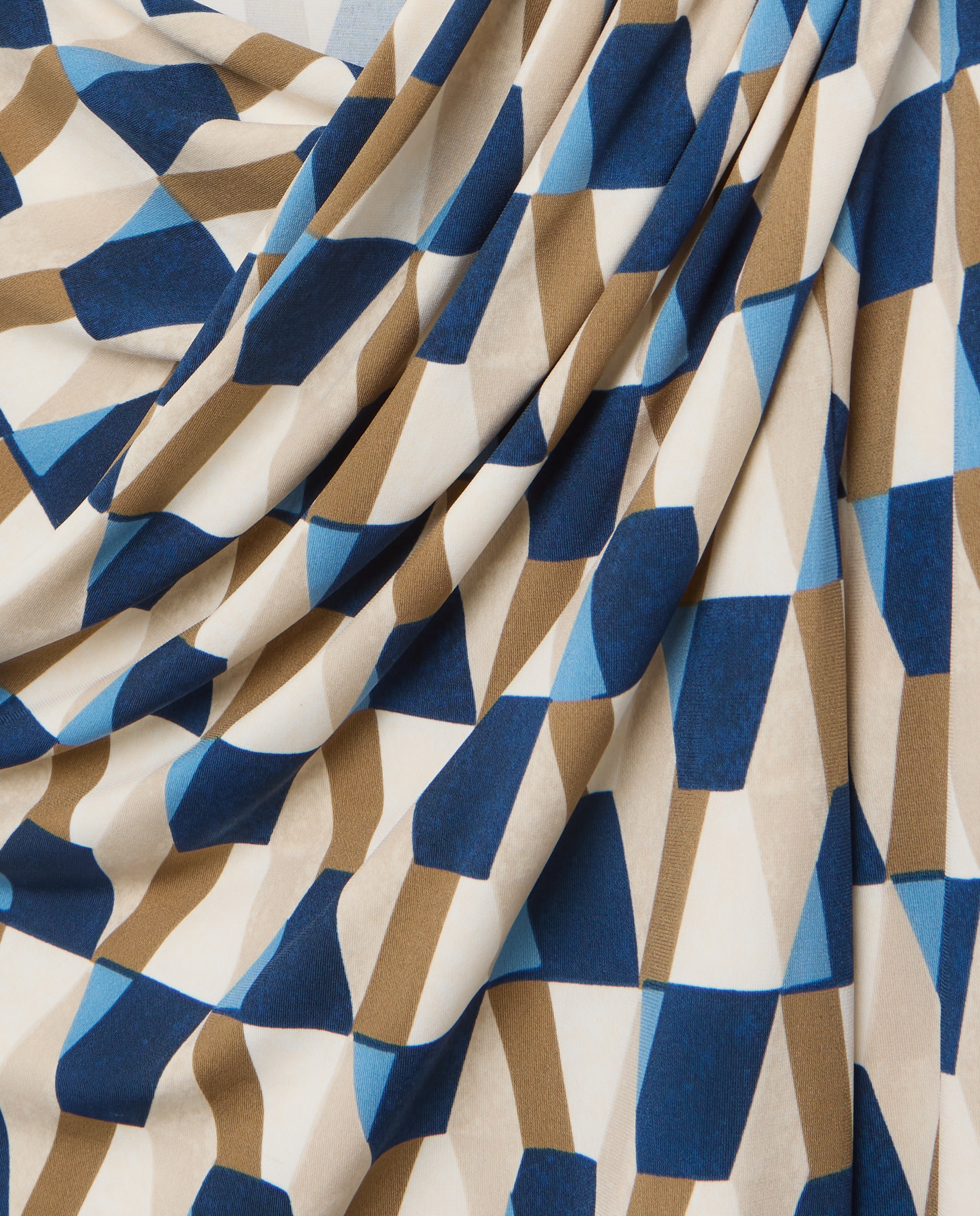 Camisola de mulher com estampado geométrico e manga comprida Azul-5