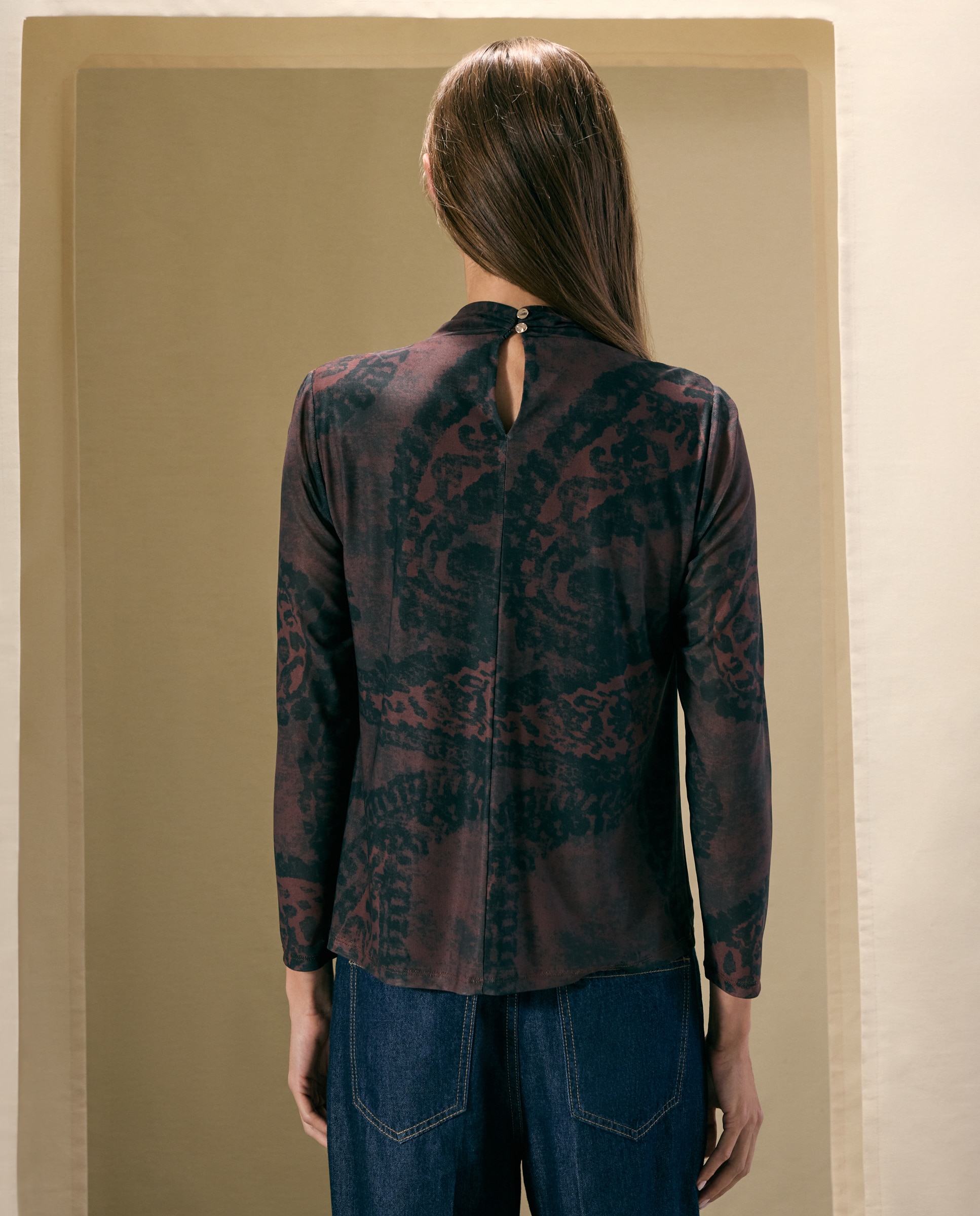 Camiseta de mujer con manga larga y estampado - Woman El Corte Inglés - Camel Camel-3