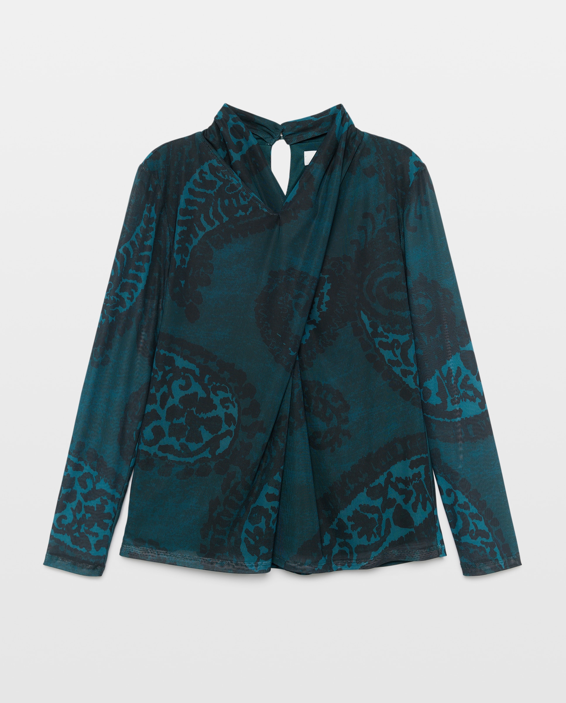 Camisola de mulher com manga comprida e estampado Verde-4