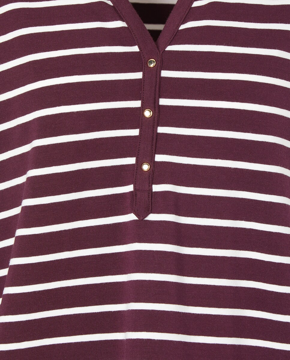 T-shirt com Gola Tipo Padeiro às Riscas Vermelho-5