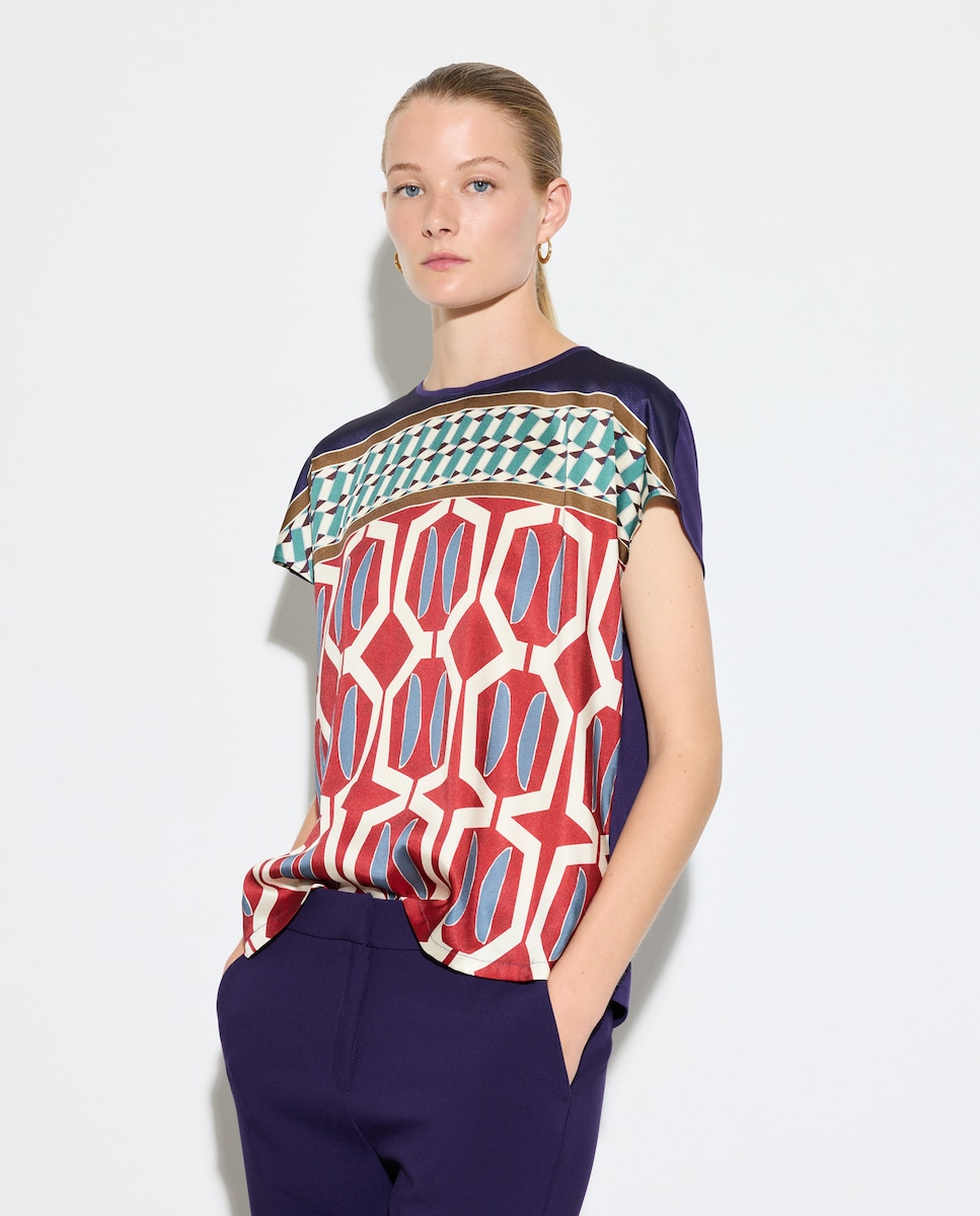 T-shirt de Manga Curta Estampada Vermelho-1