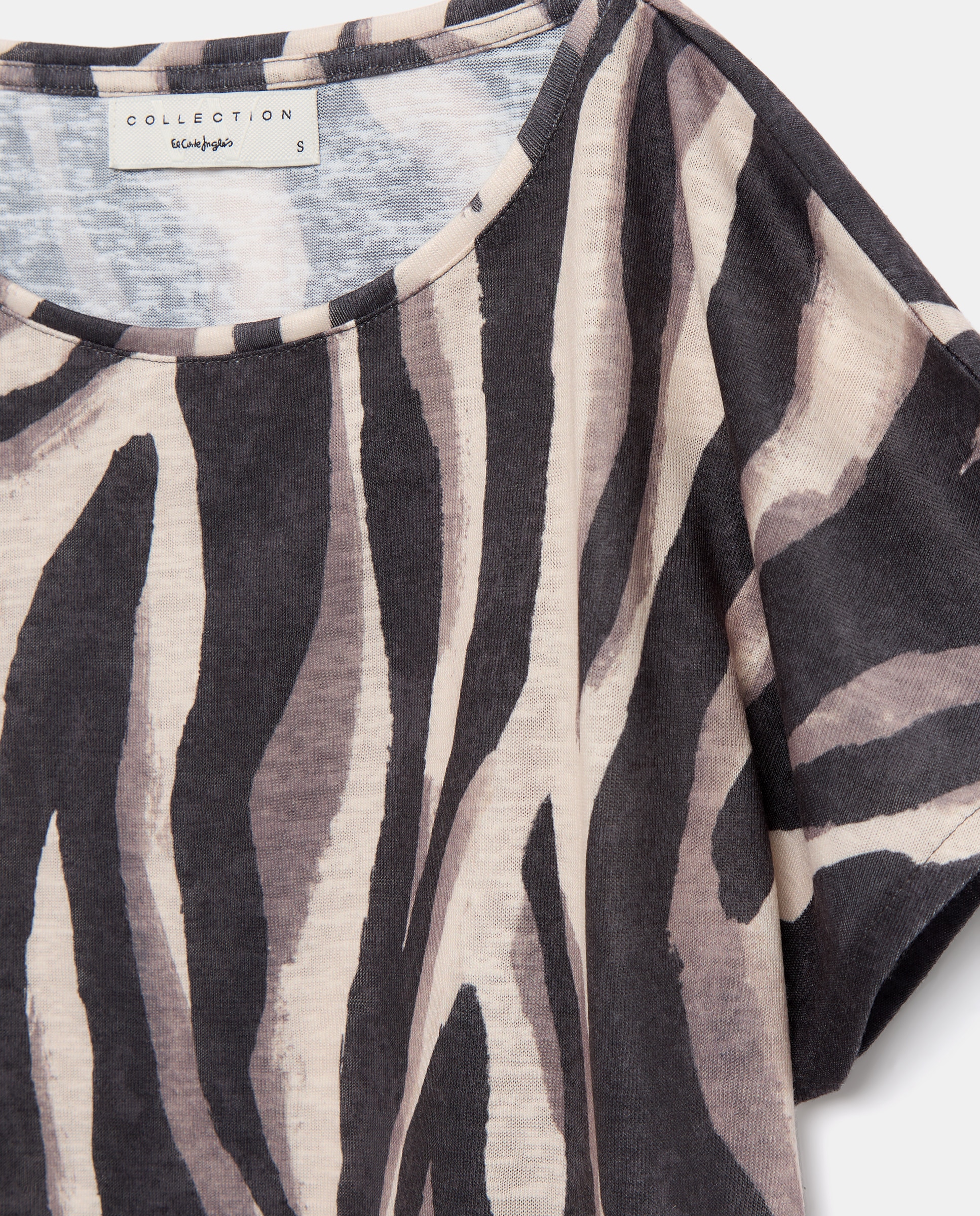 Camiseta de mujer de manga corta con estampado - Woman El Corte Inglés - Negro Negro-6