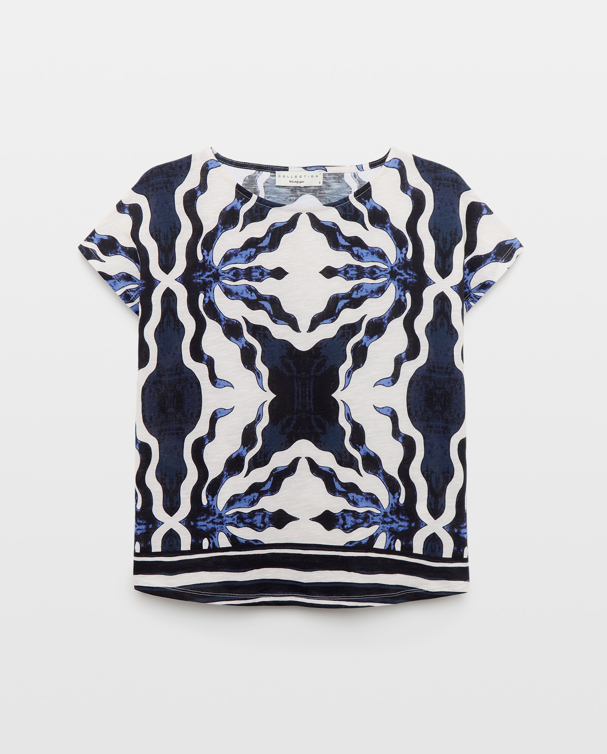 T-shirt de mulher com manga curta Azul-4