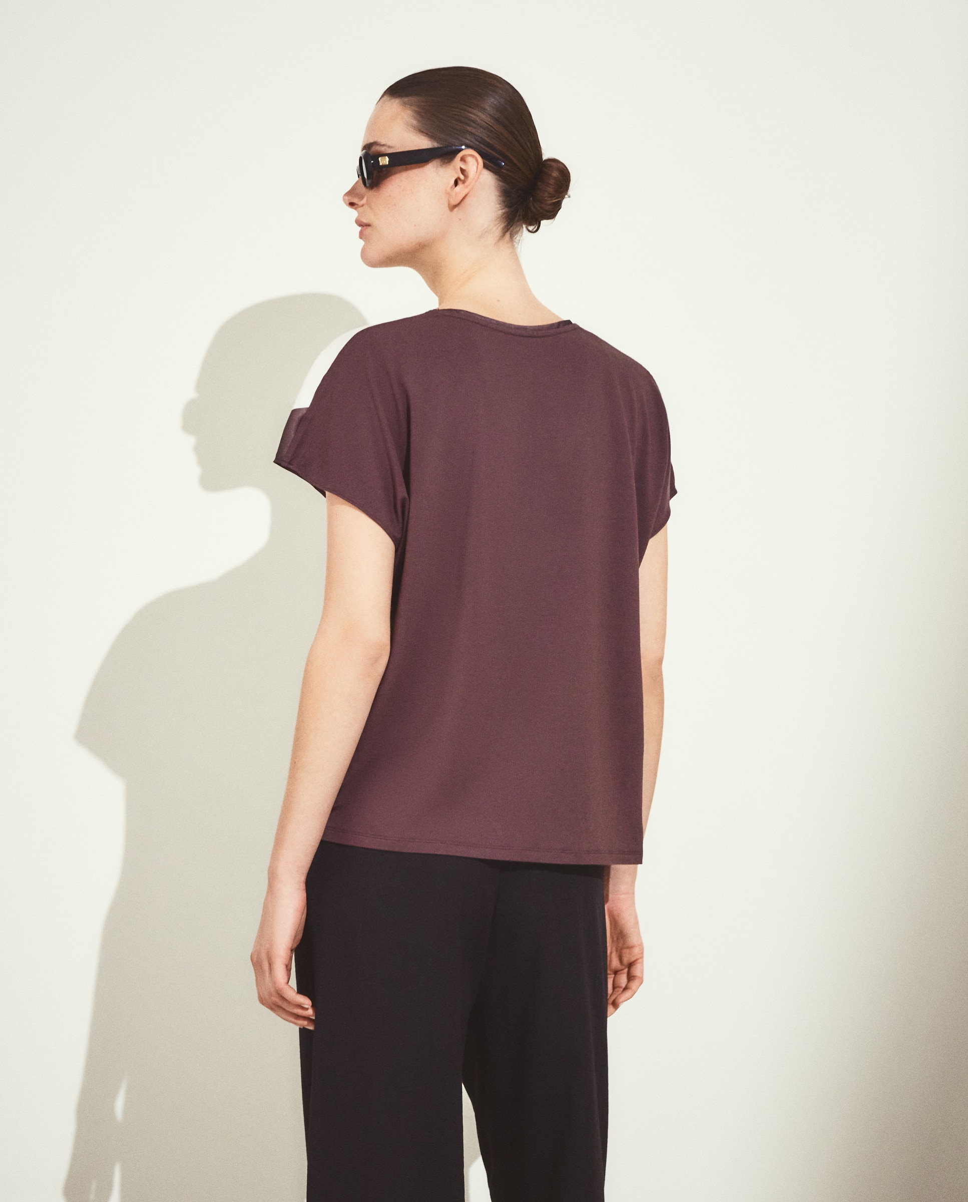 Camiseta de manga corta bimateria estampada de mujer - Woman El Corte Inglés - Marrón Marrón-4