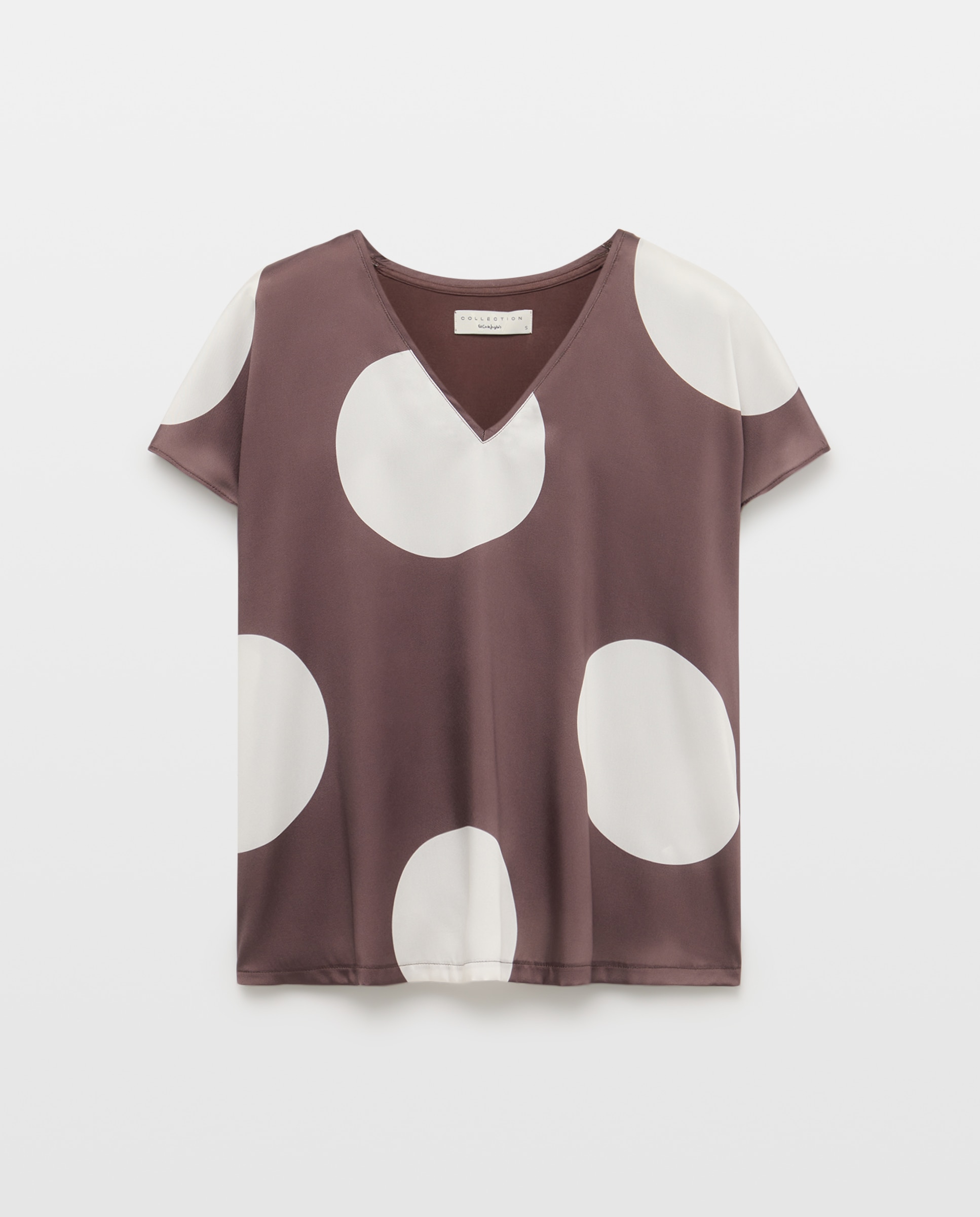 Camiseta de manga corta bimateria estampada de mujer - Woman El Corte Inglés - Marrón Marrón-5