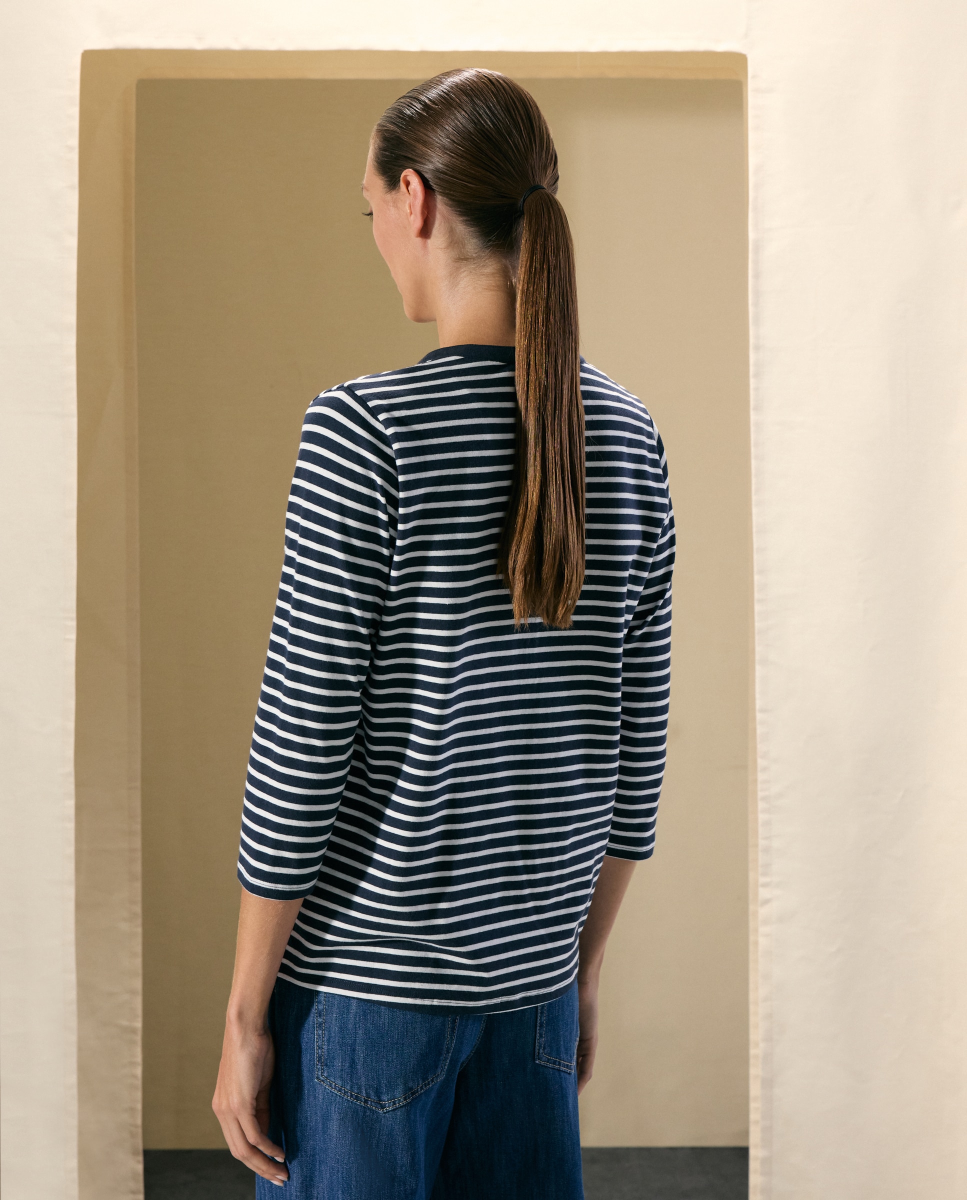Camiseta manga larga de mujer con cuello panadero - Woman El Corte Inglés - Azul Azul-2