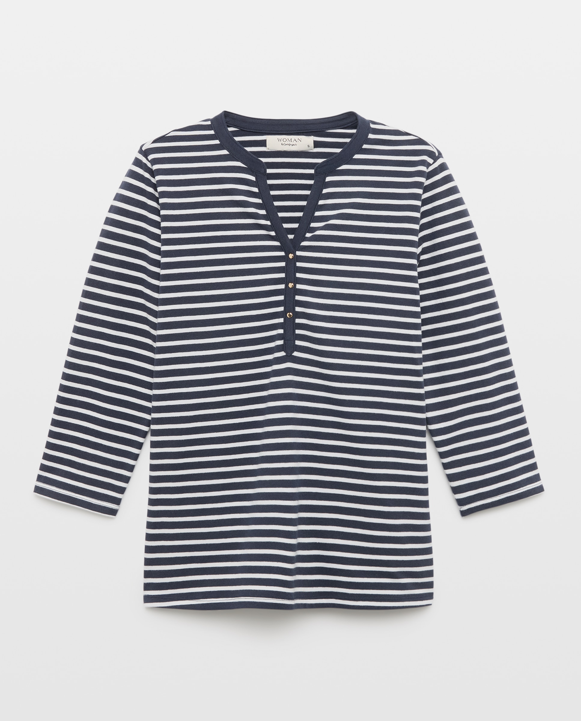 Camiseta manga larga de mujer con cuello panadero - Woman El Corte Inglés - Azul Azul-4