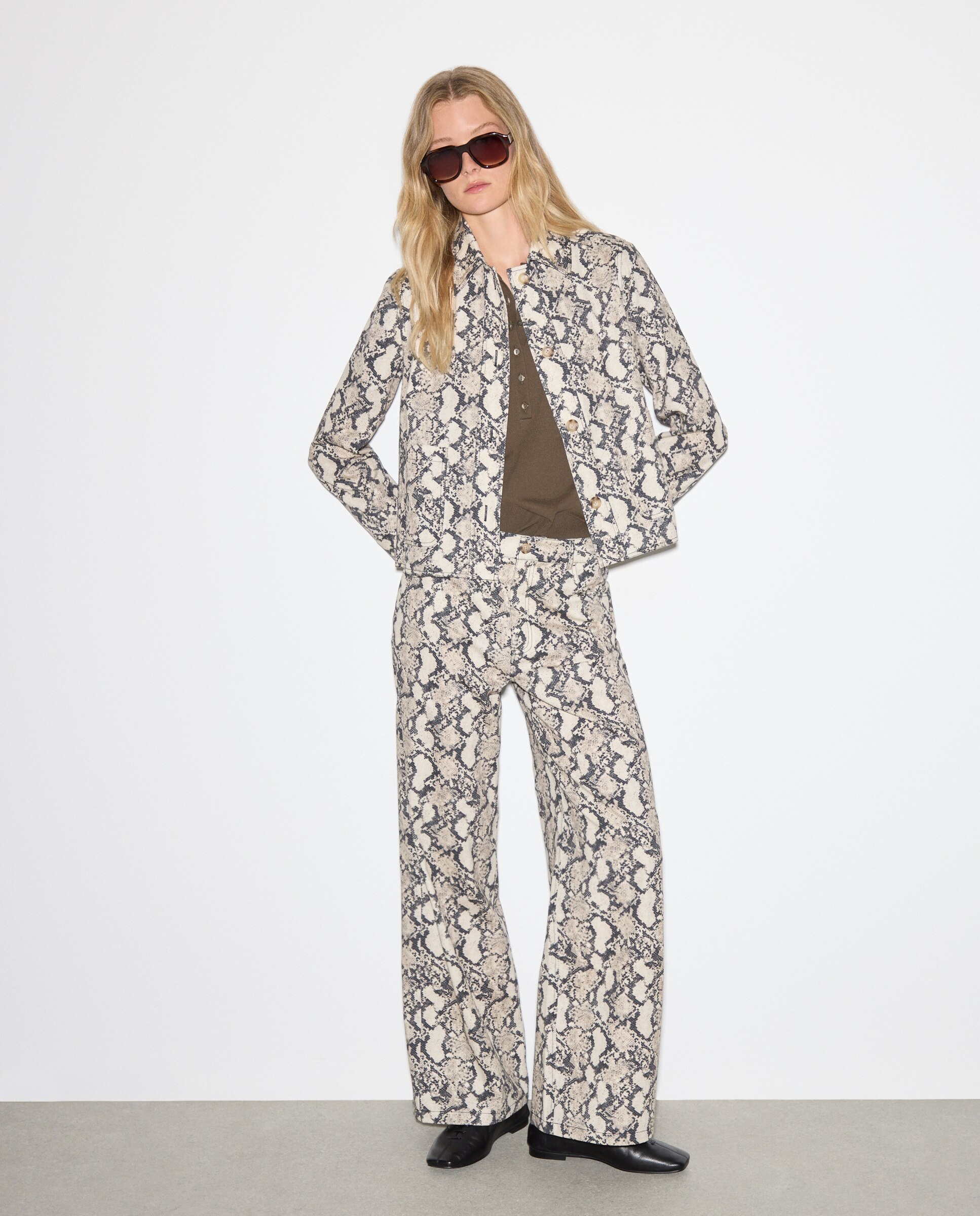 Casaco de Sarja de Algodão Estampado Verde-2