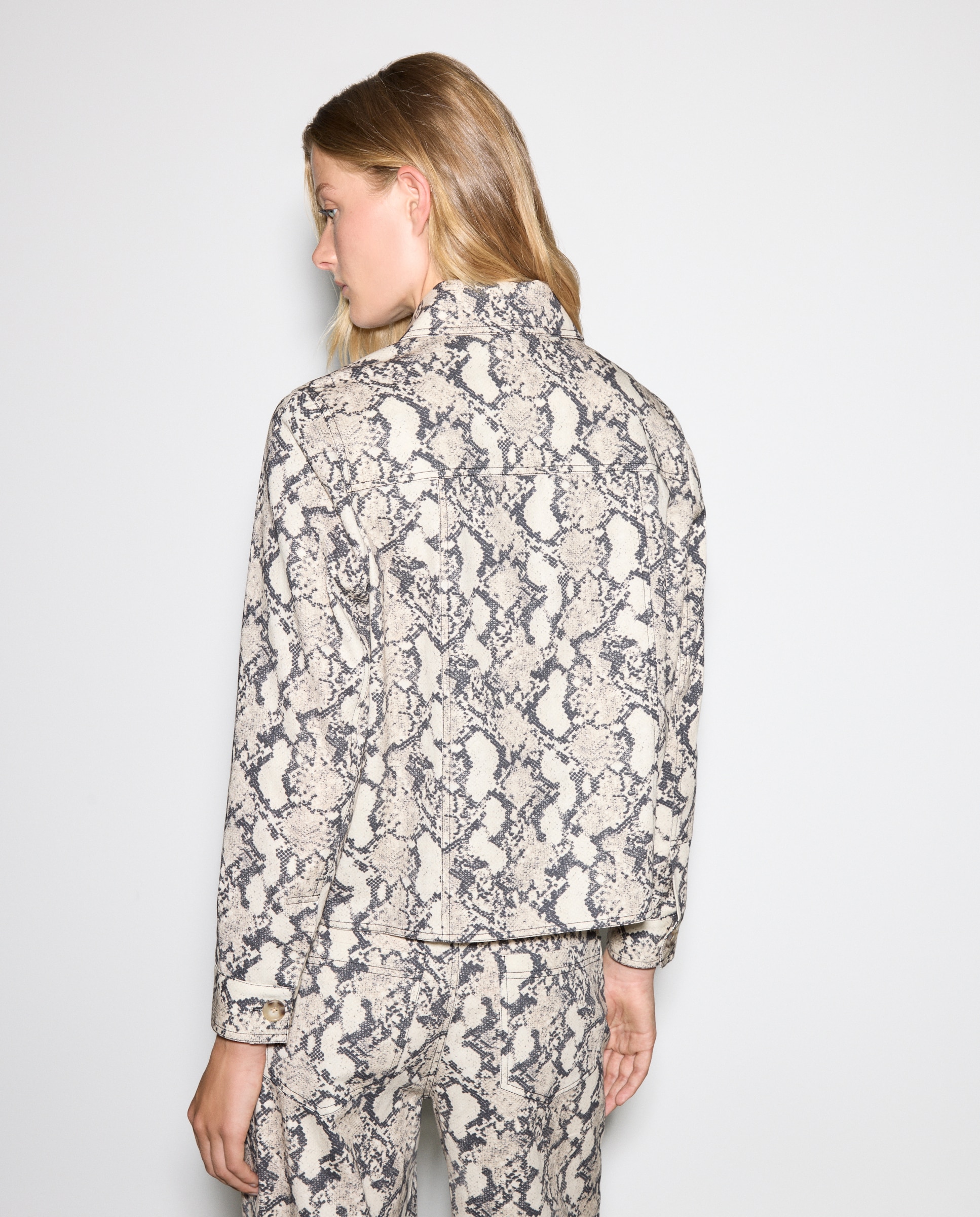 Casaco de Sarja de Algodão Estampado Verde-3