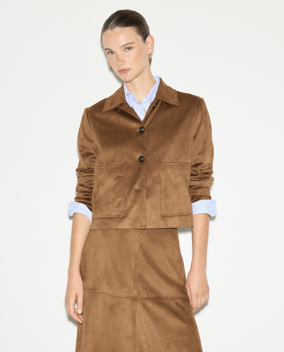 Casaco Curto em Camurcina Castanho-1