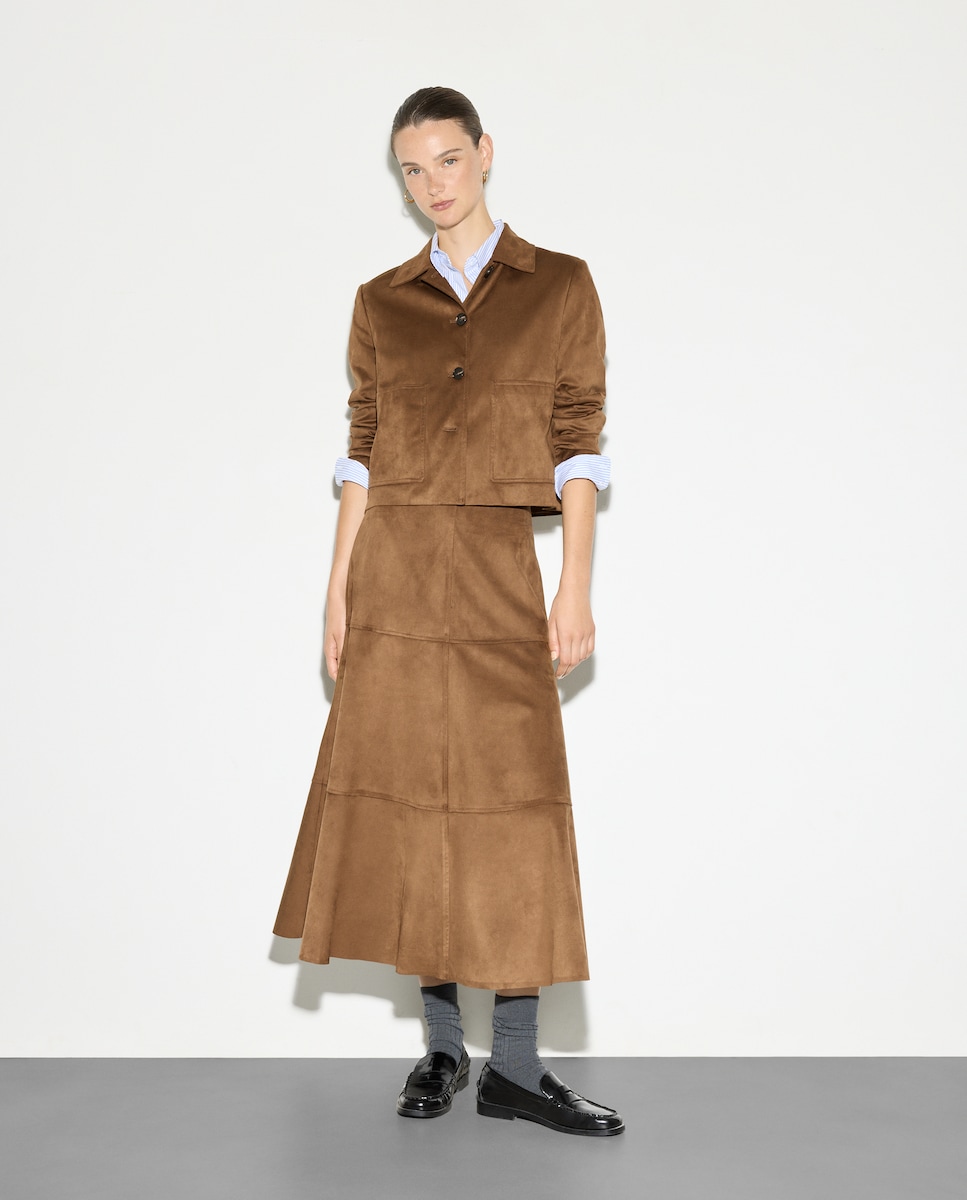 Casaco Curto em Camurcina Castanho-2