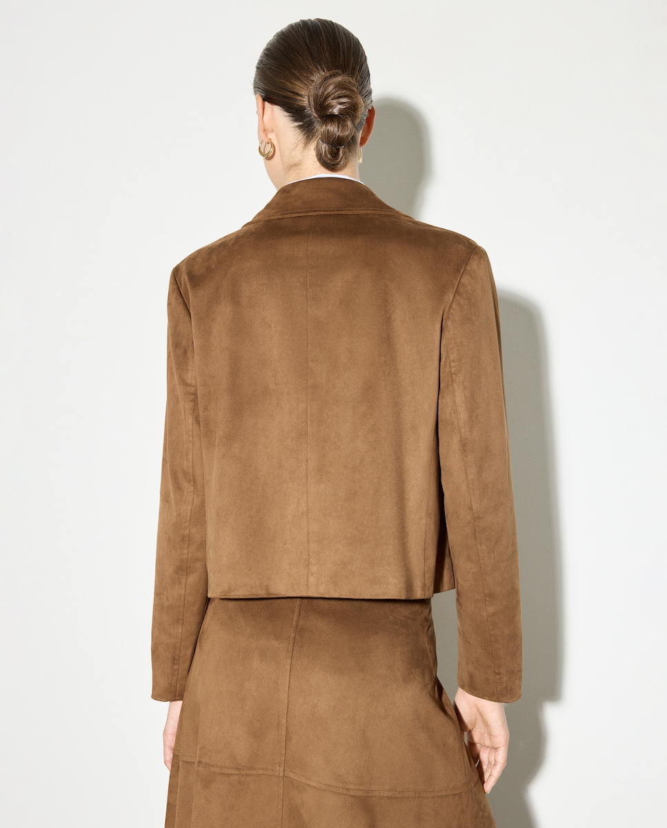 Casaco Curto em Camurcina Castanho-3