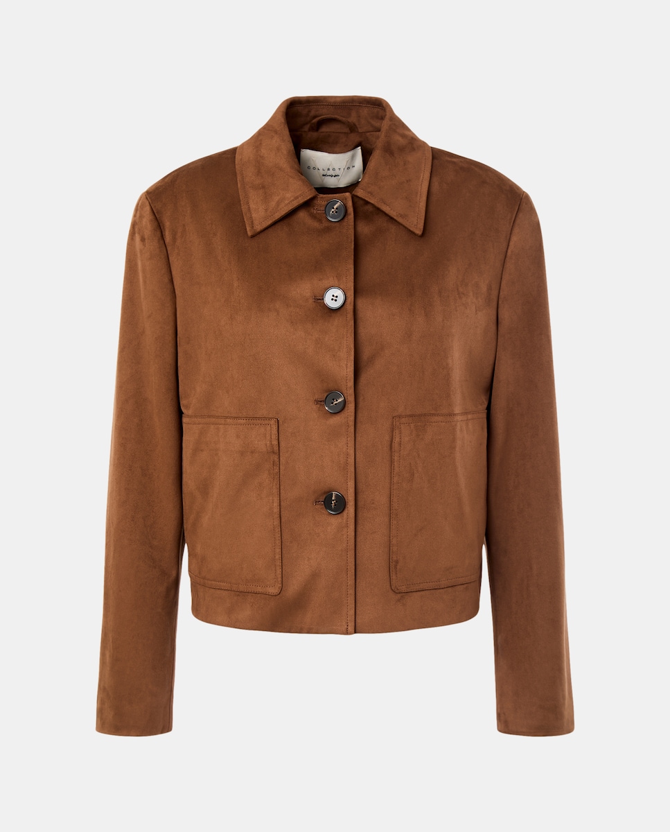 Casaco Curto em Camurcina Castanho-4
