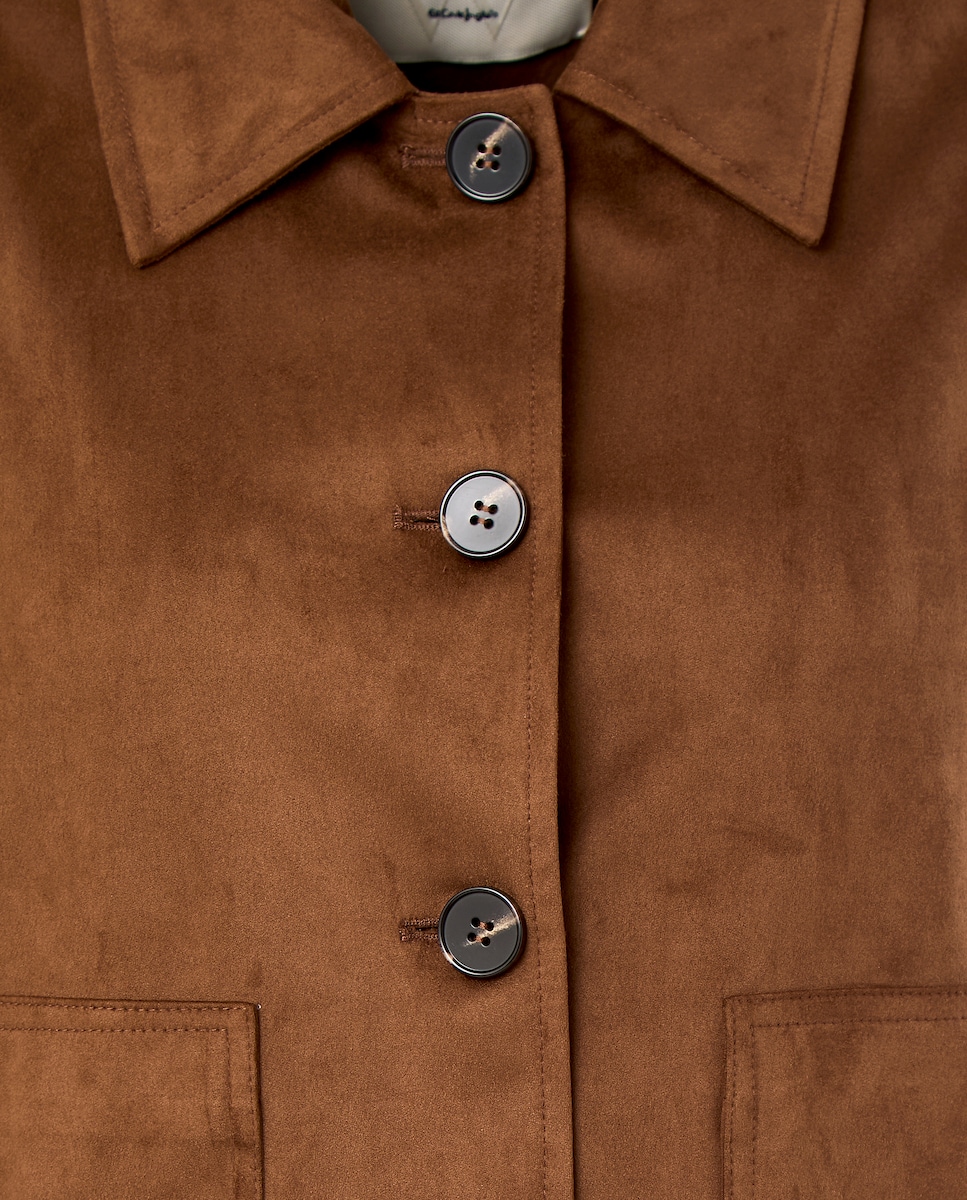 Casaco Curto em Camurcina Castanho-5