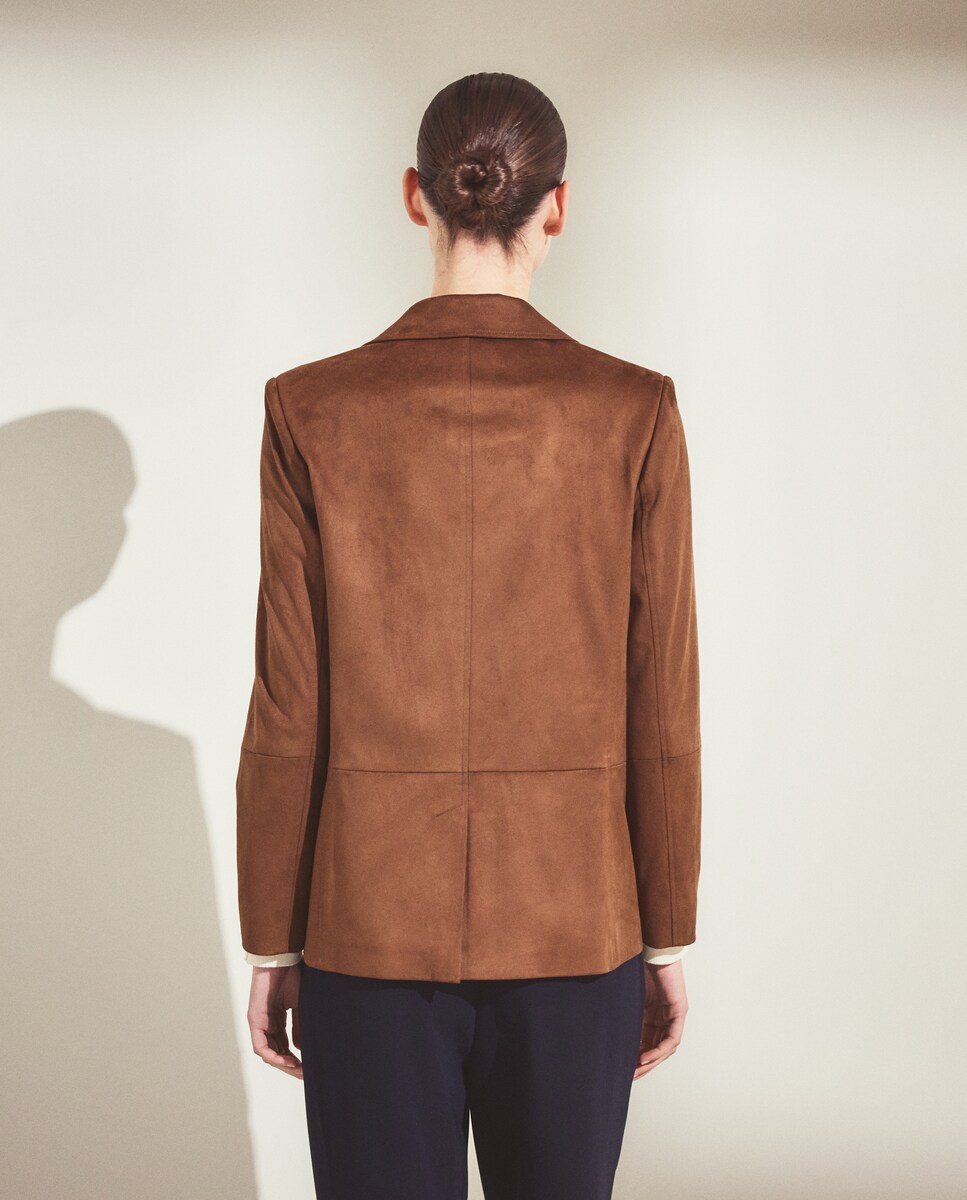 Blazer de Fantasia em Camurcina Castanho-3