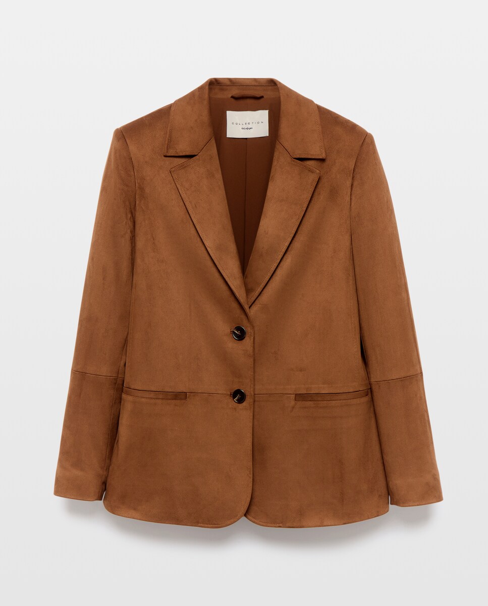 Blazer de Fantasia em Camurcina Castanho-4