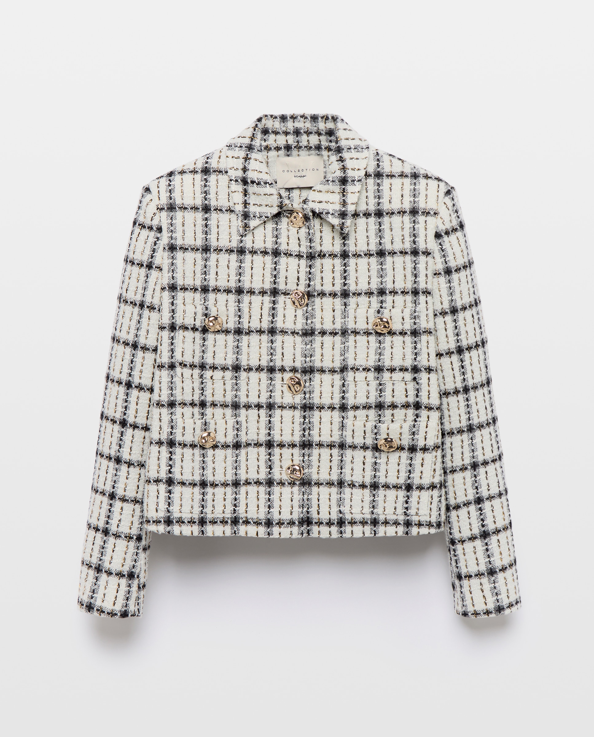 Casaco tweed com fantasia 120 Cru-4