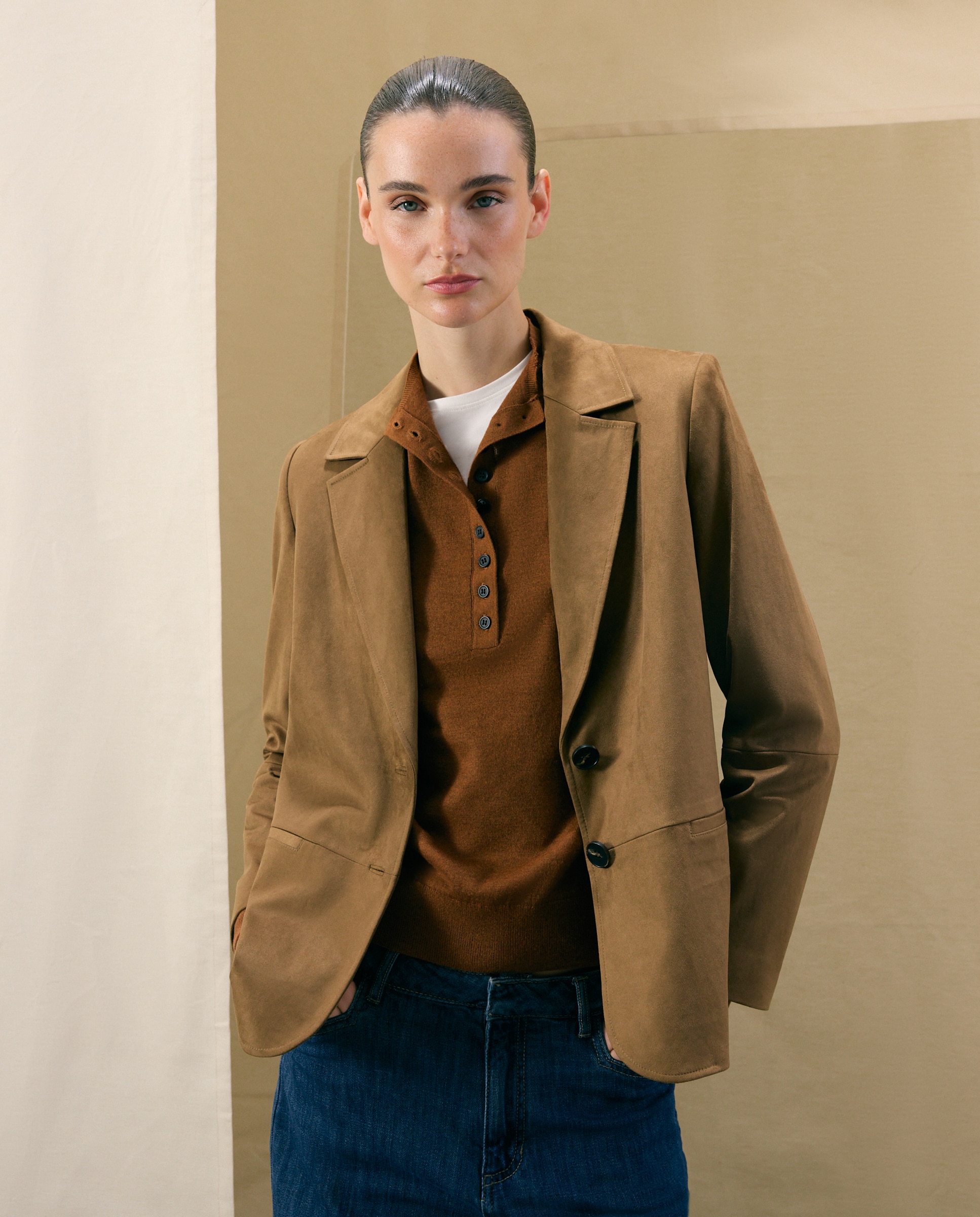 Imagen 1 de Blazer fantasía de mujer 520 Kaki