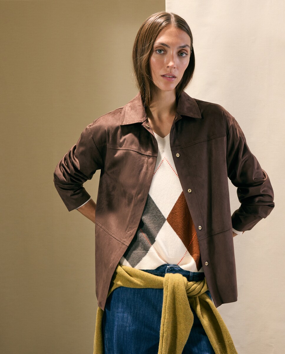 Imagen 0 de Sobrecamisa de mujer en antelina 730 Camel