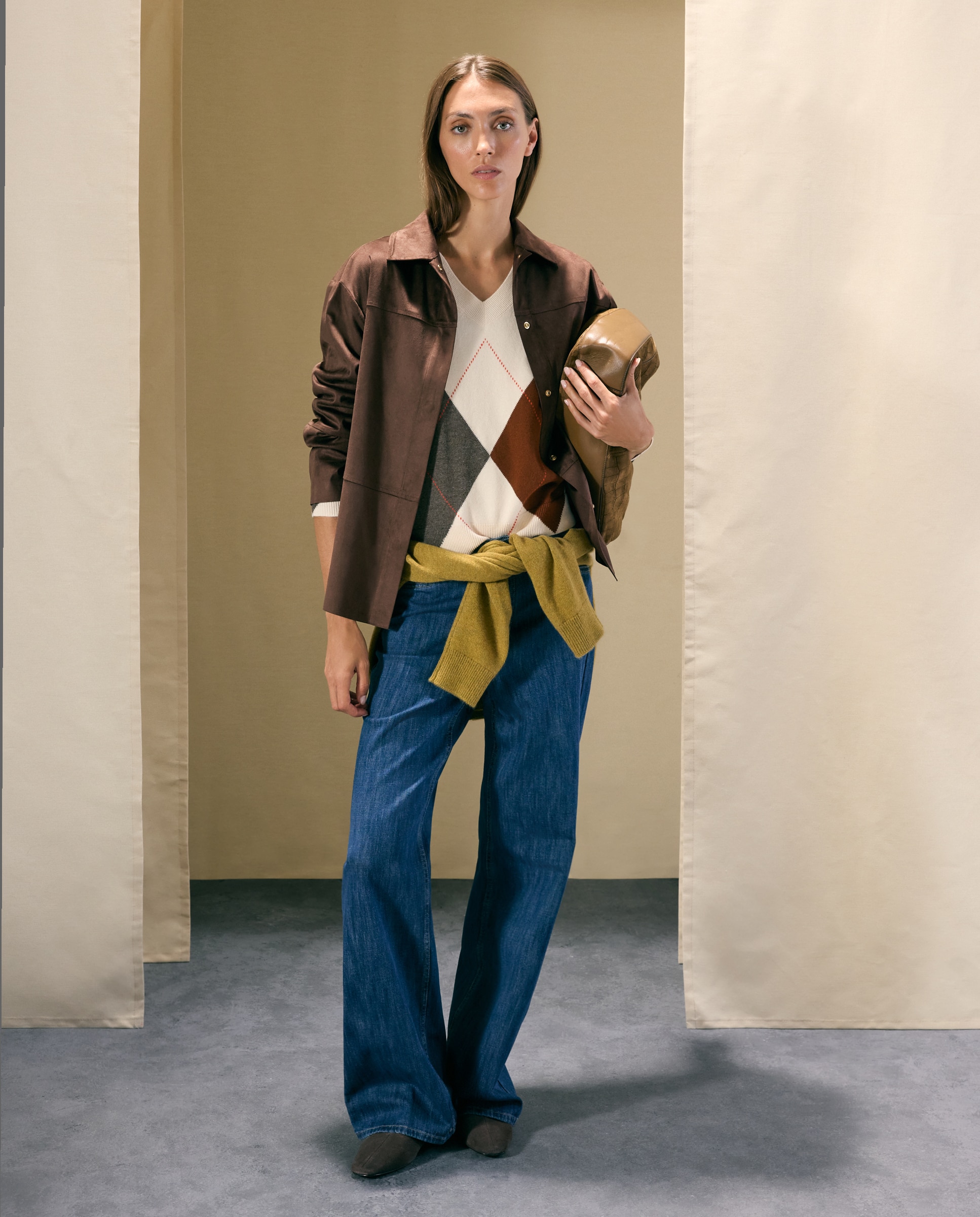 Sobrecamisa de mujer en antelina - Woman El Corte Inglés - Marrón Marrón-2