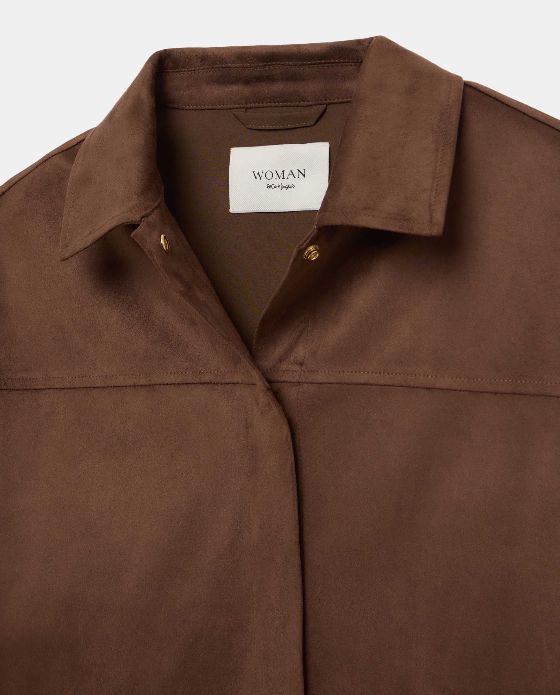 Sobrecamisa de mujer en antelina - Woman El Corte Inglés - Marrón Marrón-6