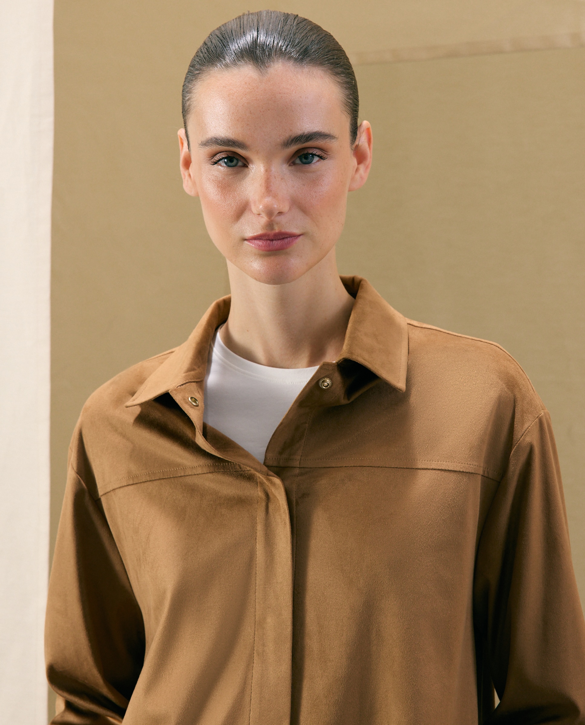Sobrecamisa de mujer en antelina - Woman El Corte Inglés - 730 Camel 730 Camel-4