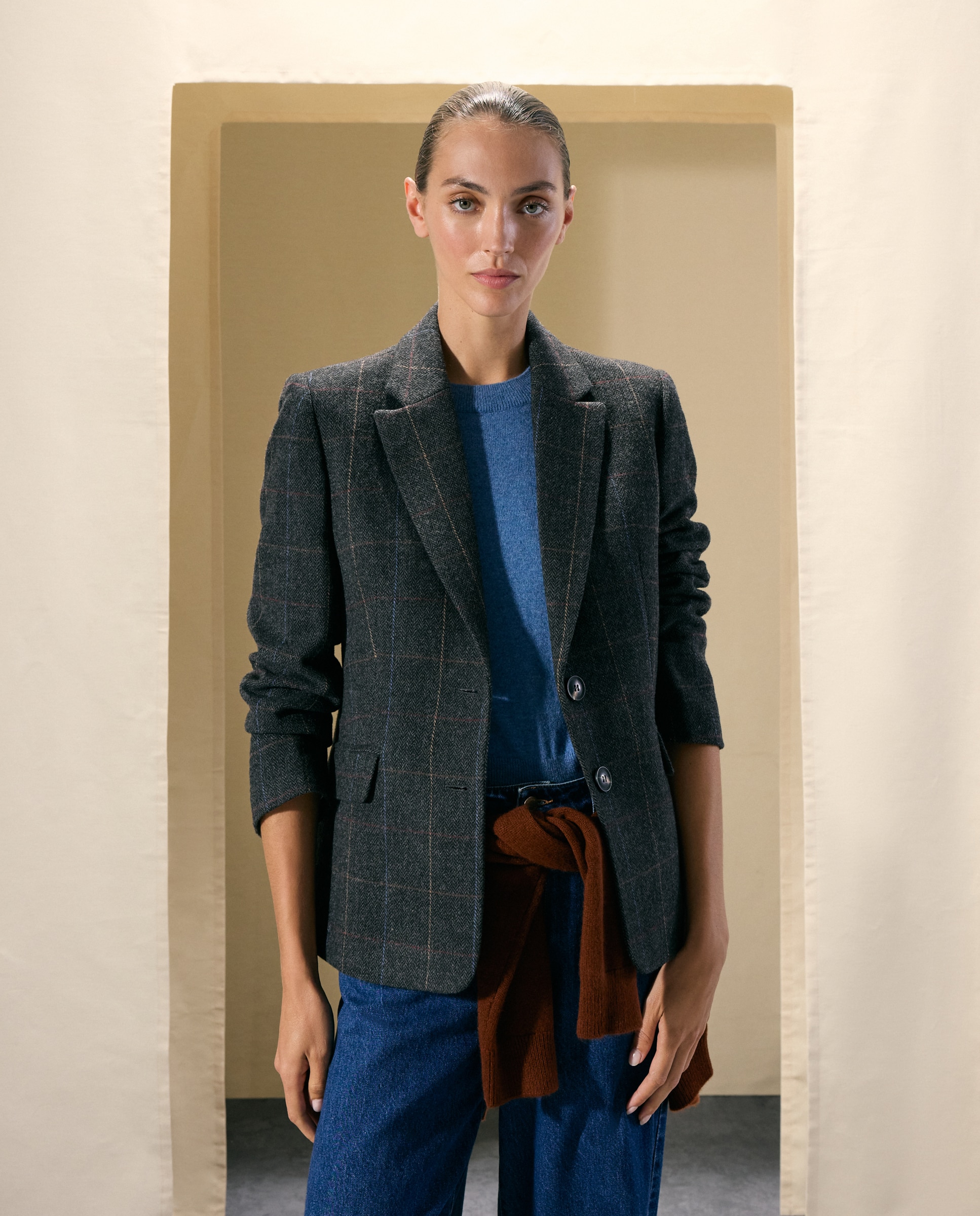 Chaqueta de mujer lisa - Woman El Corte Inglés - 820 Gris medio 820 Gris medio-1