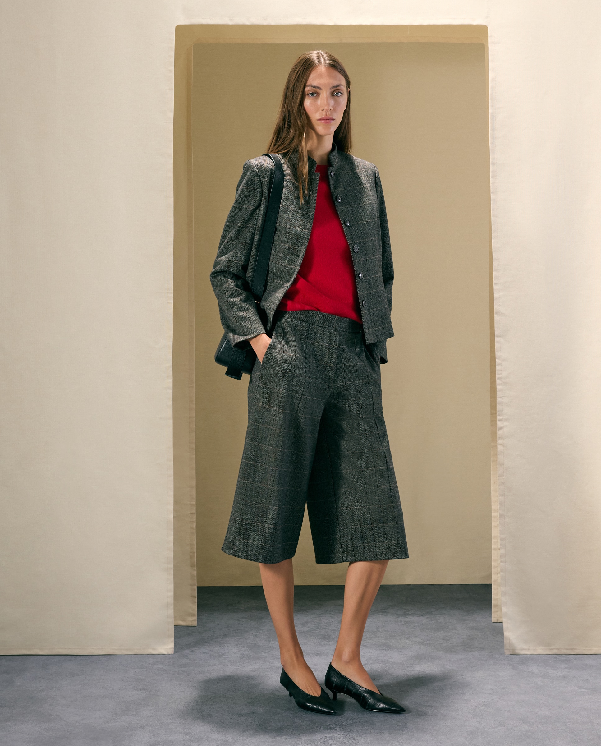 Blazer corta de mujer con cuadros - Woman El Corte Inglés - 700 Marrón 700 Marrón-1