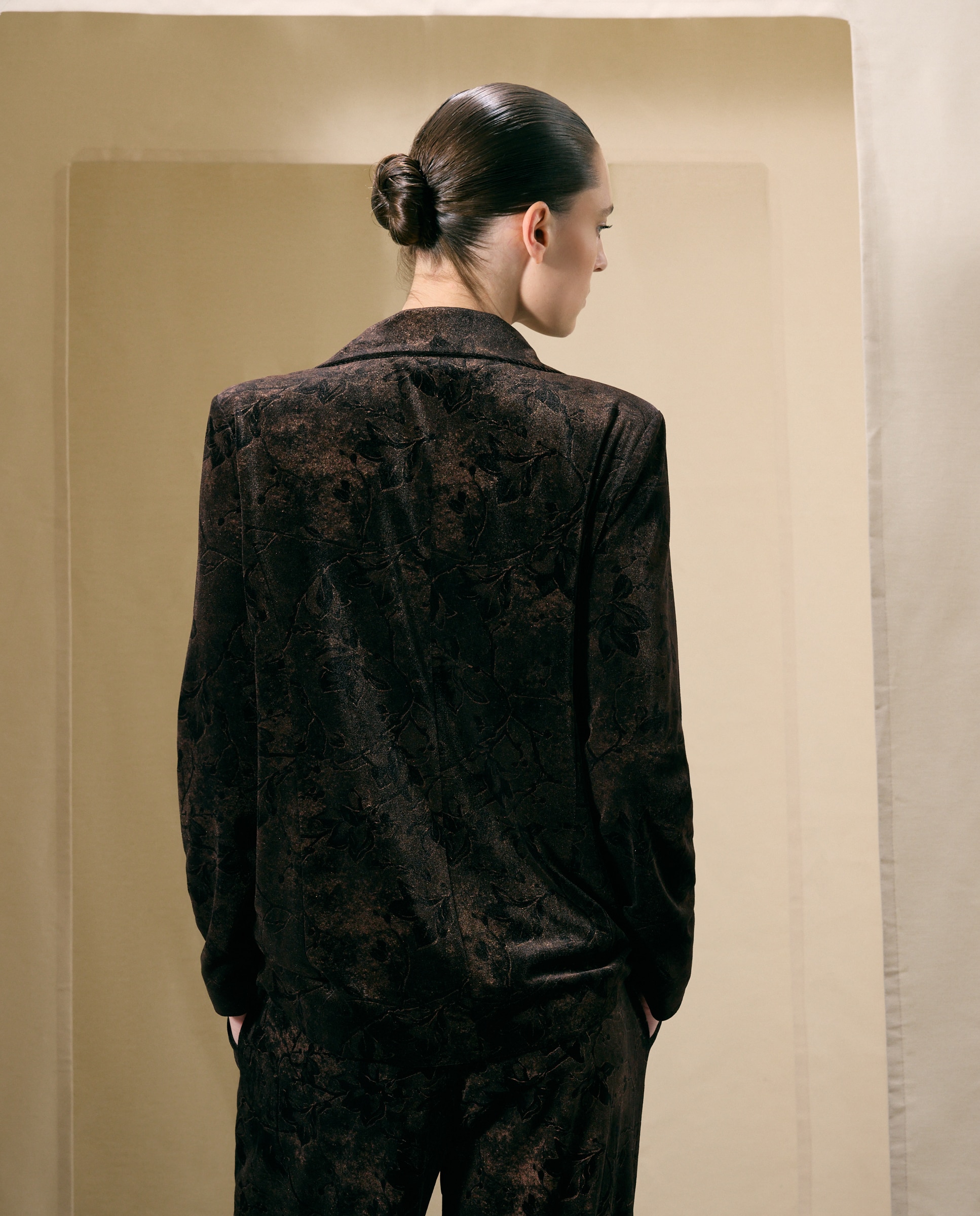 Blazer de mujer con terciopelo estampado - Woman El Corte Inglés - Negro Negro-3