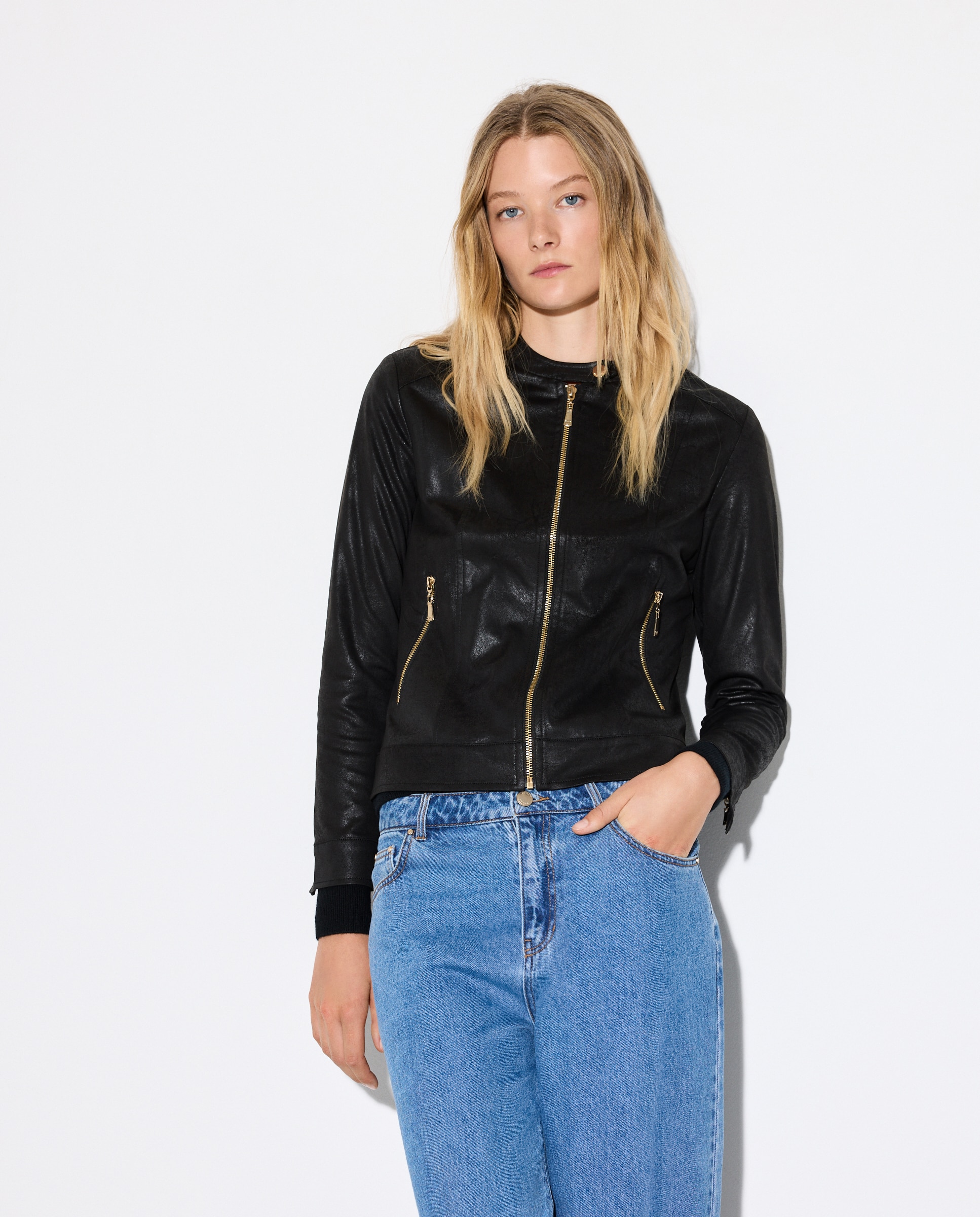 Blusão de Camurcina com Lavagem Preto-1